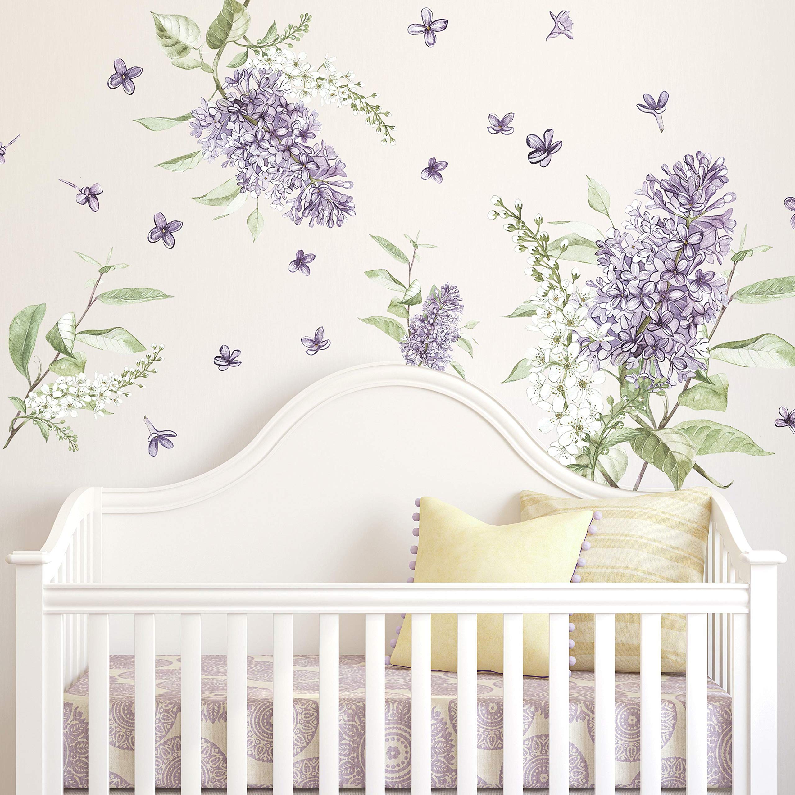 RoomMates Lilac Peel and Stick Giant Wall Decals, Purple, Green, White, 15.99 inches x 21.66 inches