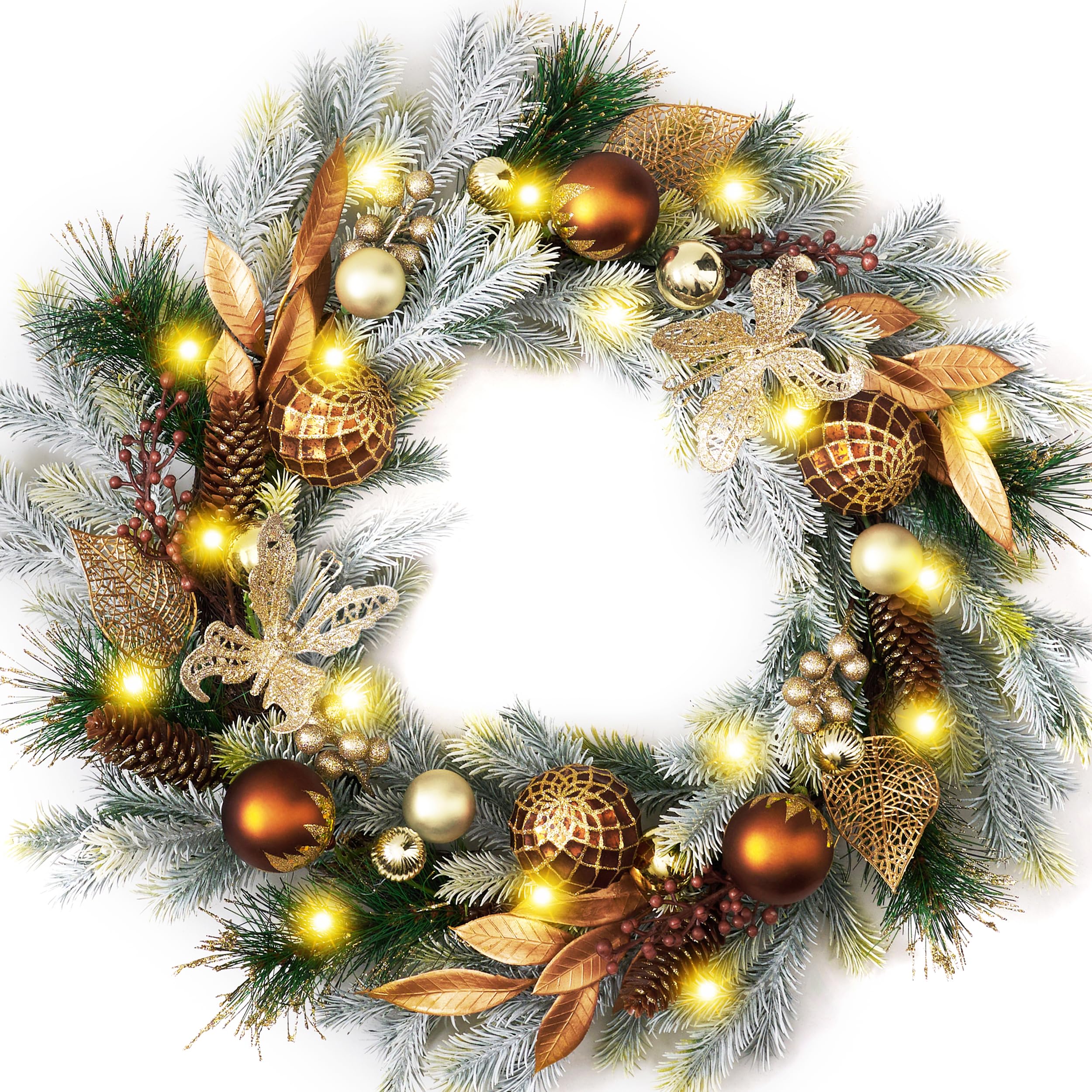 Amazon.co.jp: Decorbyhannah 折りたたみ可能なクリスマスリース、24 