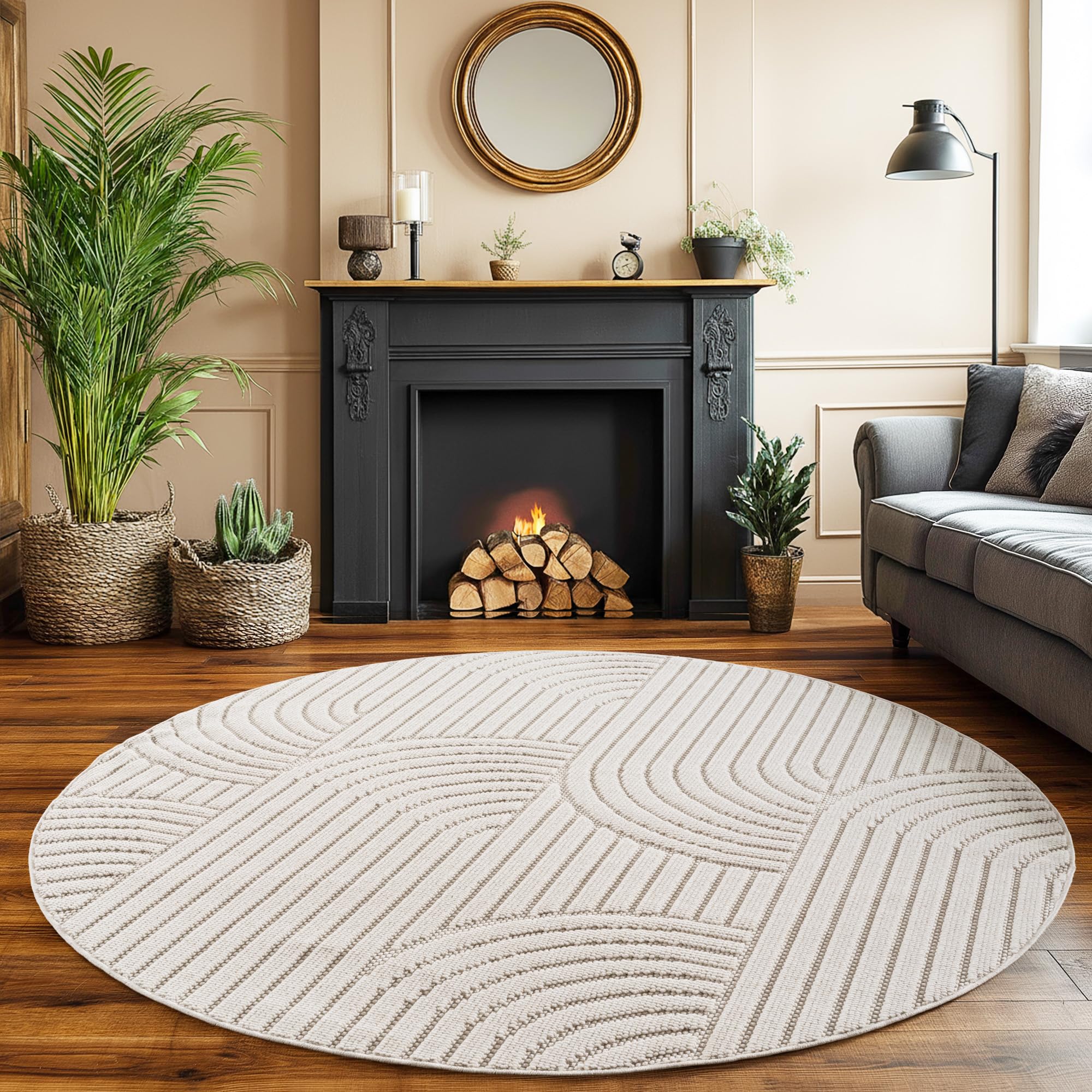 SIMPEX Teppich Bouclé Schlingenflor Skandi Stil Modern Superweich Robust Pflegeleicht für Wohnzimmer Sofabereich Esszimmer Schlafzimmer Küche