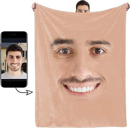 QOQIOSOC Manta personalizada con fotos faciales, divertida manta de cara para sofá, cama, sofá, cálida y acogedora para todas las estaciones, regalo QOQIOSOC Manta personalizada con fotos faciales, divertida manta de cara para sofá, cama, sofá, cálida y acogedora para todas las estaciones, regalo