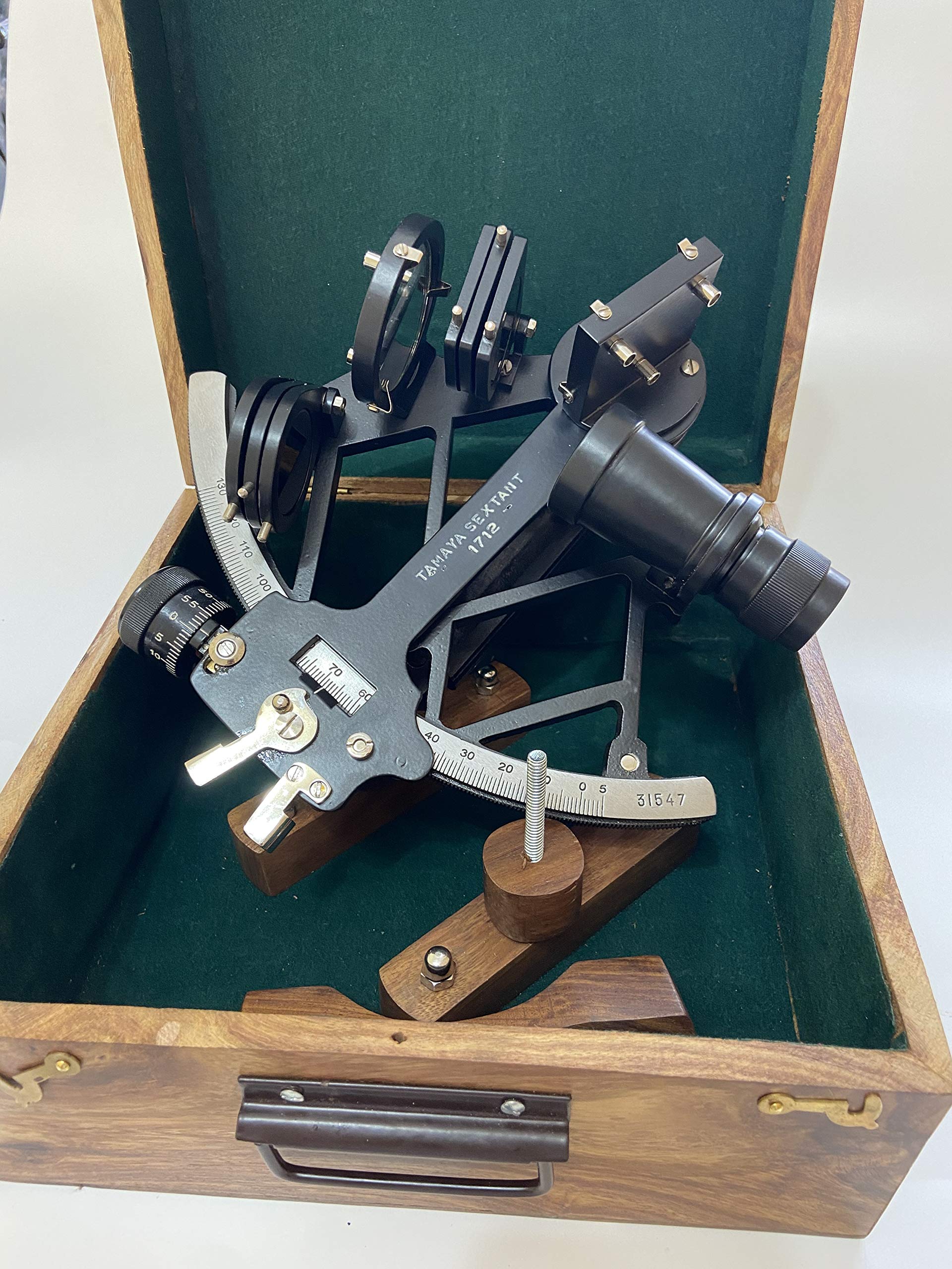 Malla Inc Sextant de navigation en aluminium massif avec boîte en bois Inc. – Sextant Tamaya nautique – Sextant original – Sextant marin