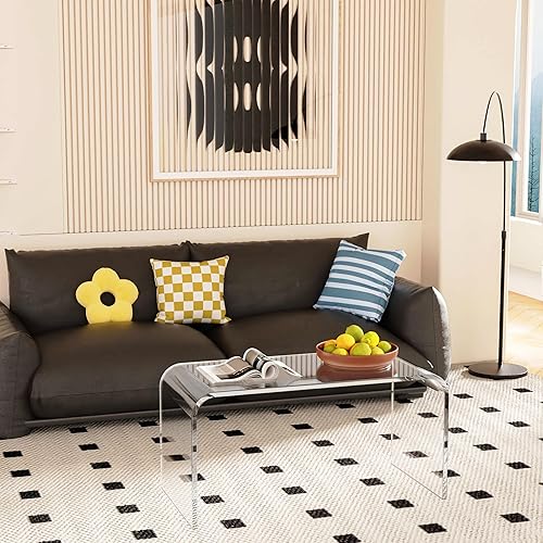 Mesa auxiliar acrílica, 24 pulgadas de largo x 15 pulgadas de ancho x 12 pulgadas de alto x 35 pulgadas de grosor, mesa auxiliar decorativa moderna