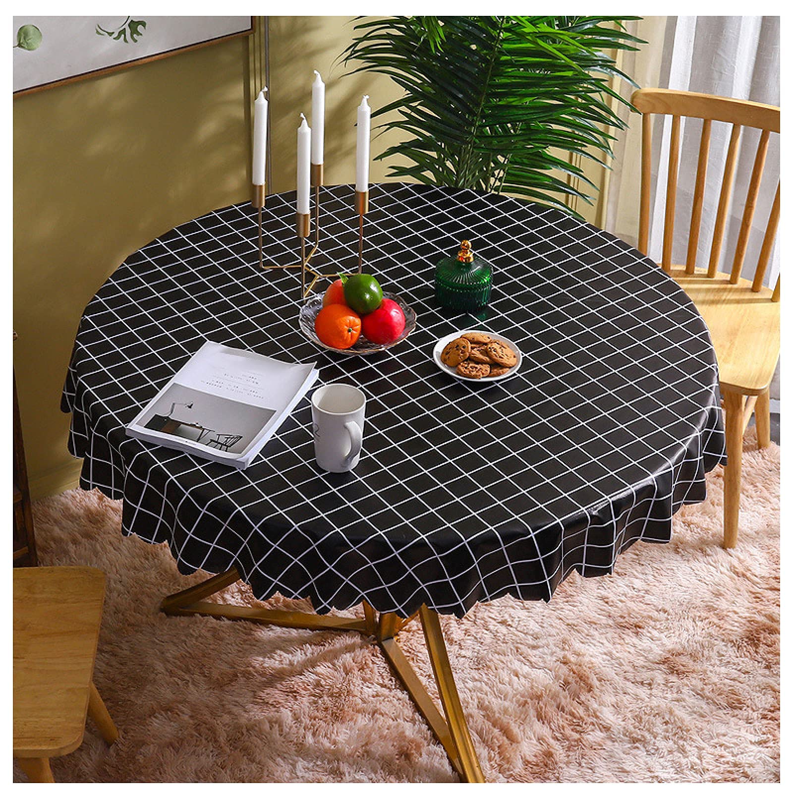 Nappe ronde pour fête de jardin et décor de table de Noël en PVC moderne