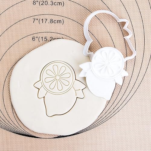 Miniatura 2 de Flycalf Cortadores de galletas de limón con sellos de émbolo, accesorios de horneado de ácido poliláctico para vacaciones, moldes de corte, regalos