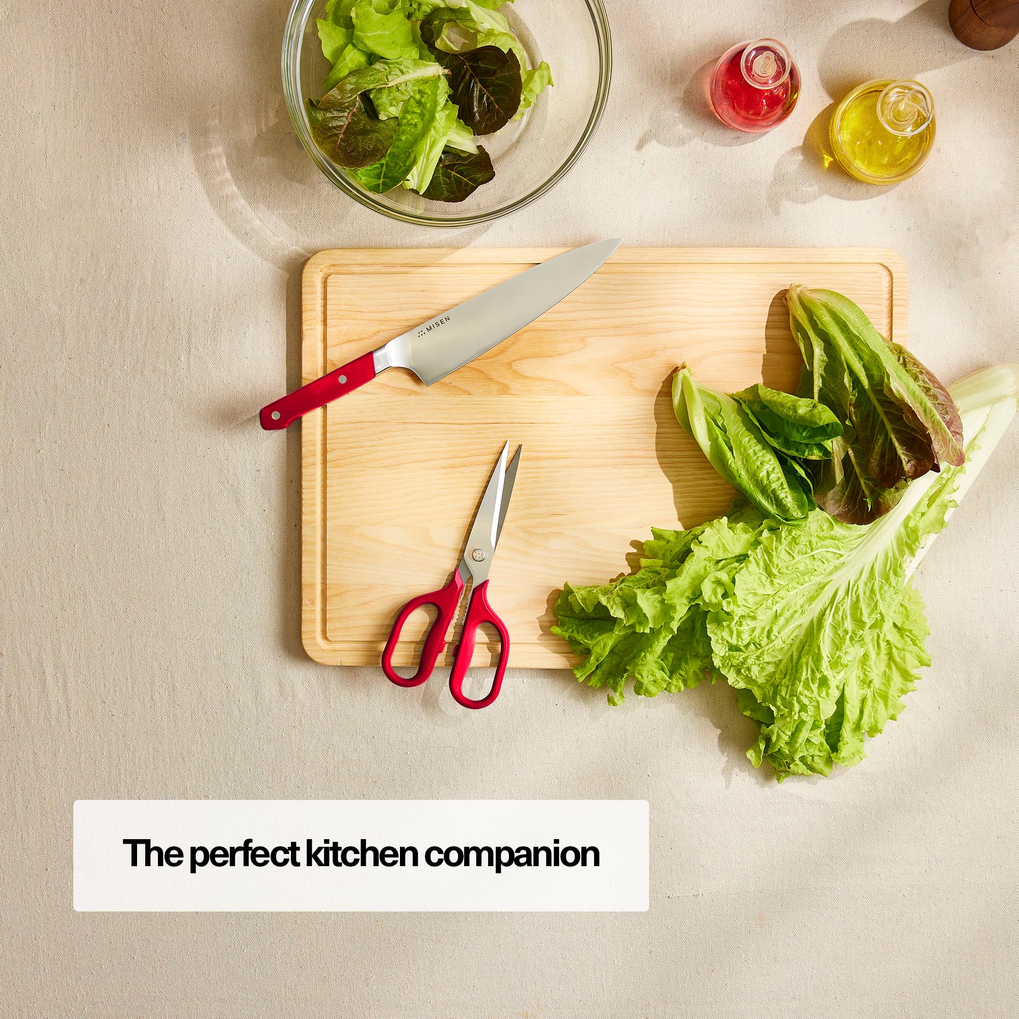 Misen Forbici da cucina resistenti – Forbici da cucina versatili per carne, pollame e altro – Forbici da cucina facili da pulire – manico ambidestro – rosso