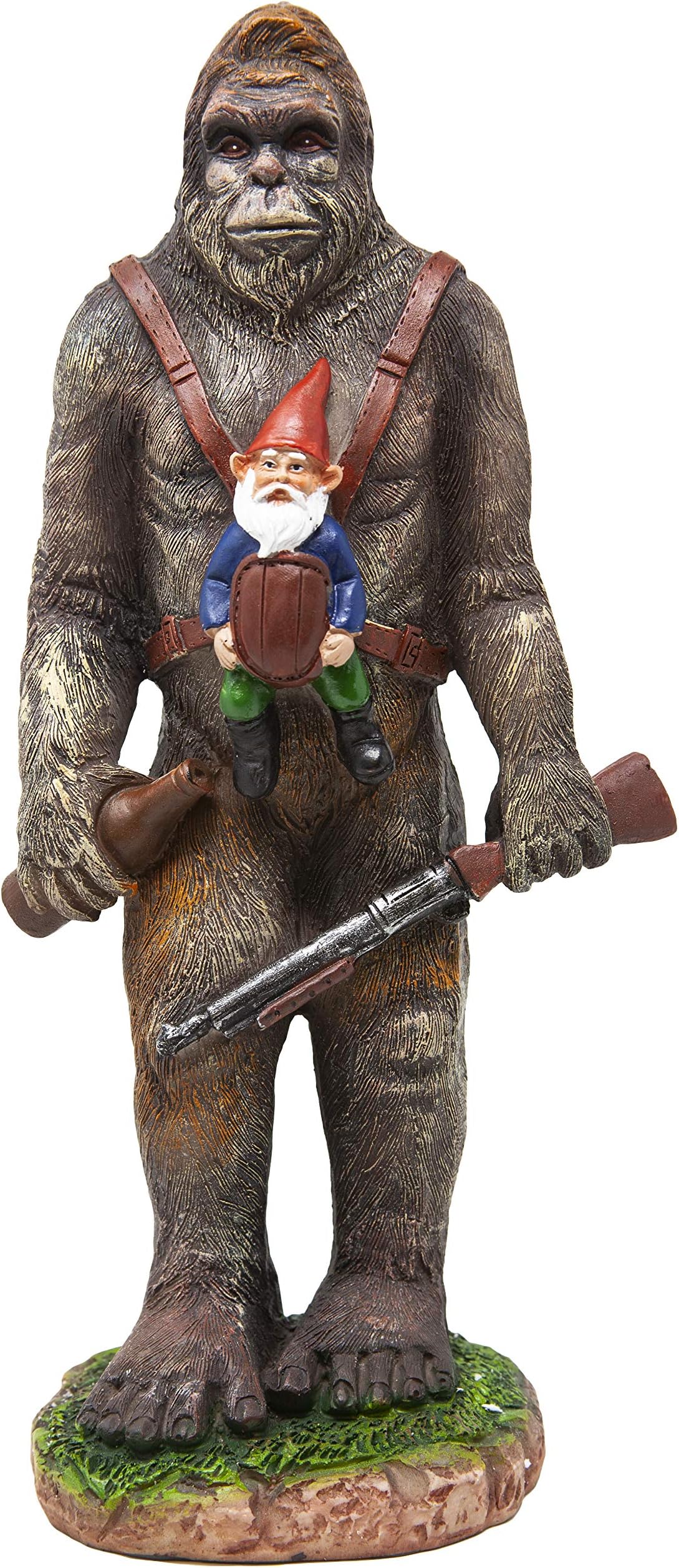 Funny Guy Mugs Bigfoot Garden Statue - Bigfoot and A Gnome - Indoor/Outdoor Garden Gnome Sculpture for Patio, Yard or Lawn