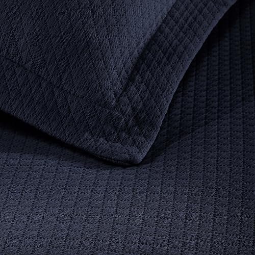 Miniatura 7 de Cubrecama doble Superior Diamond Solitaire de algodón de primera calidad Jacquard Matelassé con fundas de almohada a tono, color aguamarina, Azul