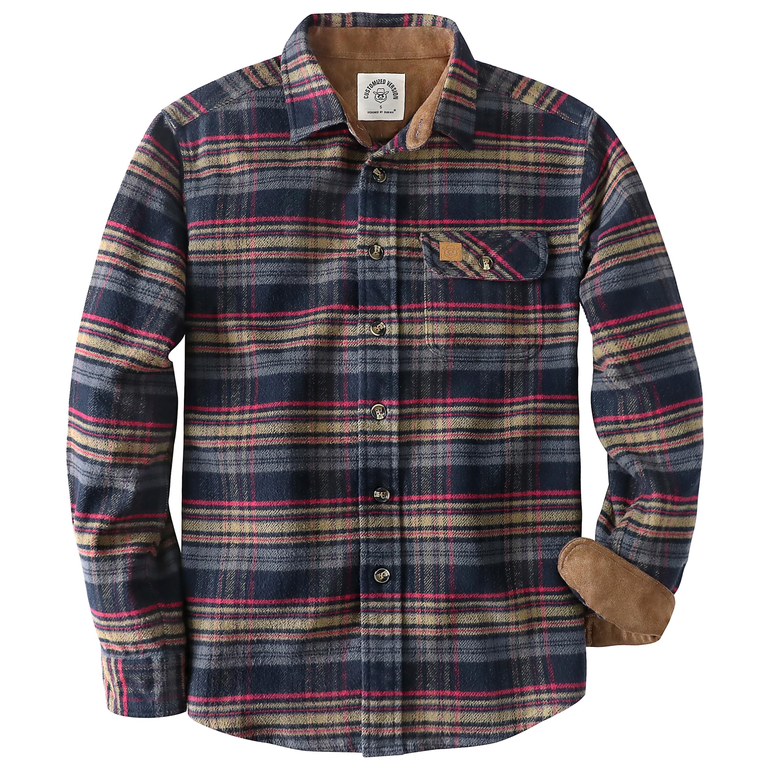 Dubinik® 13oz Super Schweres Flanellhemd Herren Hemd Langarm Kariert Warmes Casual Baumwolle Schwer Button Down