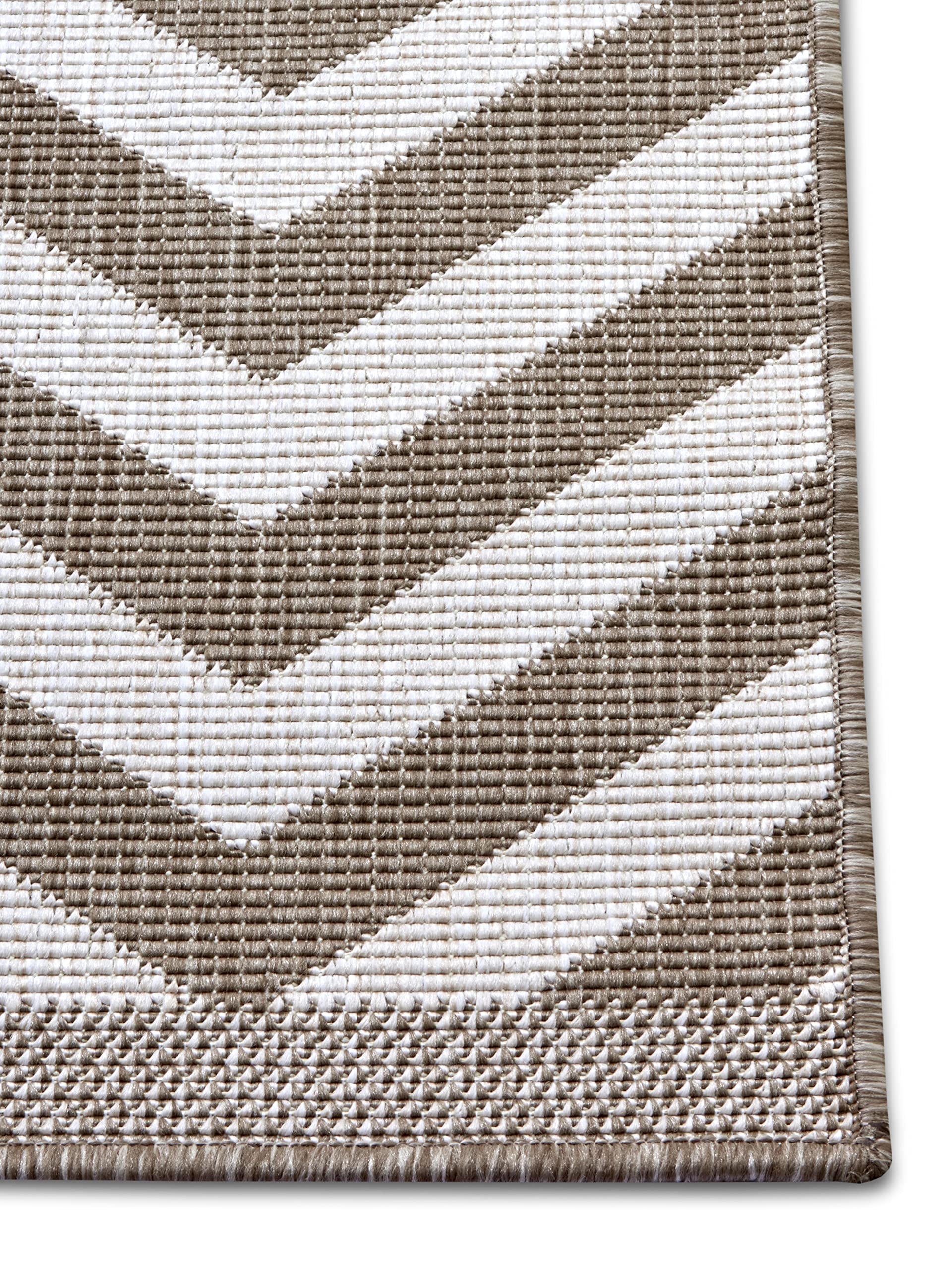 NORTHRUGS Indoor and Outdoor Rug Palma 80 x 150 cm Reversible Rug Weatherproof Modern Design Zigzag Pattern Rug for Balcony Patio Garden Conservatory Living Room Waterproof in Linen - Image 4