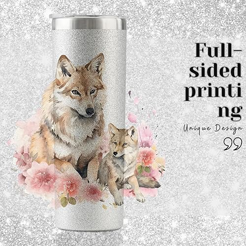 Miniatura 3 de Onebttl Regalos de lobo para niñas y mujeres, vaso de acero inoxidable de 20 onzas para amantes del lobo, los mejores regalos de lobos para