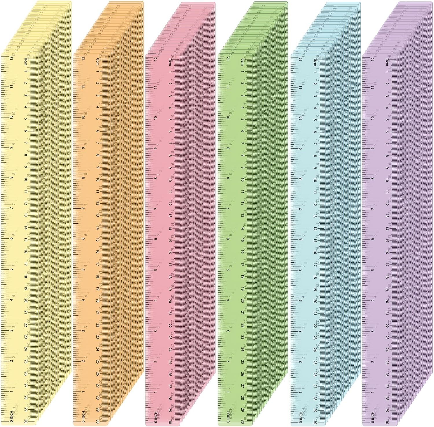 60 Pcs Plastic Clear Rulers 12 Inch, Transparent Assorted Color Ruler Bulk, with Imperial and Metric Scales for Home Office Supplies, Available in 6Colors(Pastel) 60 Pcs Plastic Clear Rulers 12 Inch, Transparent Assorted Color Ruler Bulk, with Imperial and Metric Scales for Home Office Supplies, Available in 6Colors(Pastel)