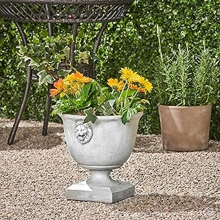 Christopher Knight Home Jorine Light Concrete Planter, Patio Planter, La...