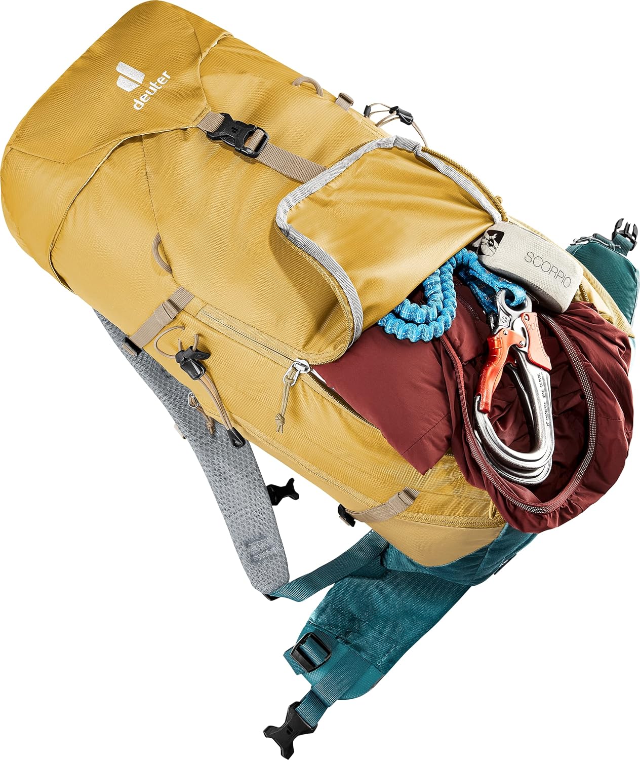 Deuter Trail 30L Backpack for Biking, Hiking & Trekking with Narrow Fit, U-Frame & Superior Breathability - Almond-Deepsea
