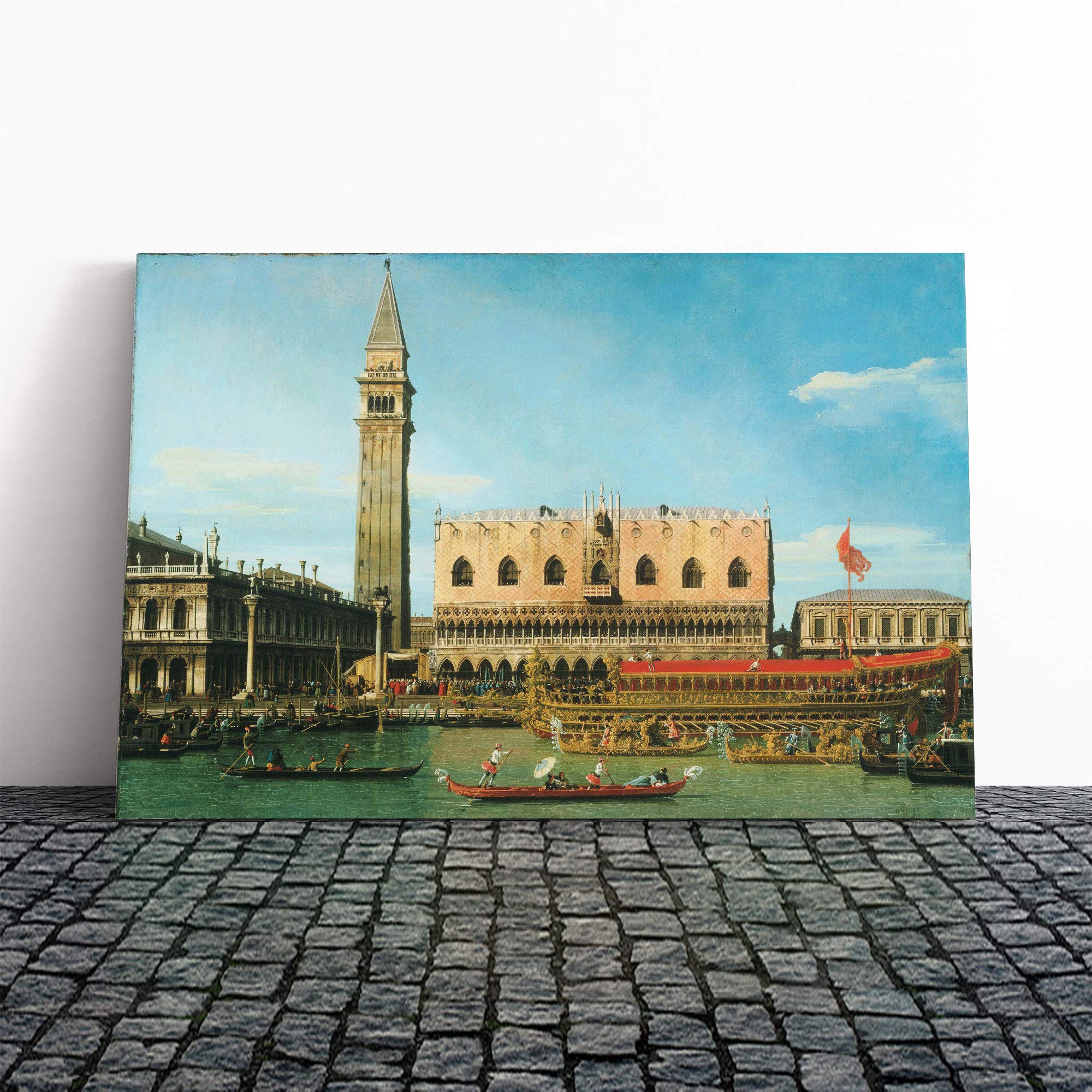 Giovanni Canaletto The Bucintoro, Ascension Day Canvas Print | Gallery Wrapped 30mm Frame Wall Art | 24x16 inches | Ready to Hang | Contemporary Picture | Living Room Bedroom Lounge Office