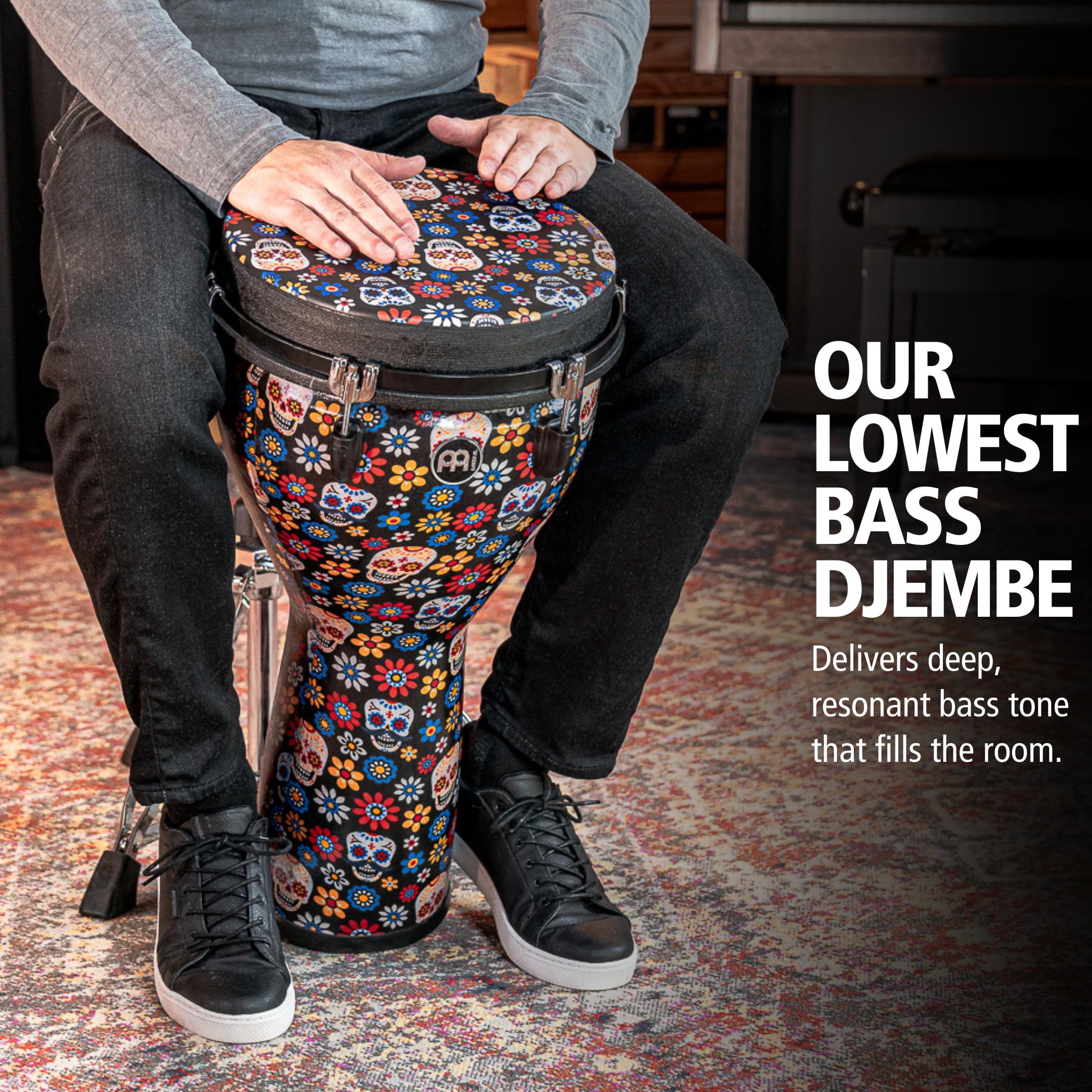 Meinl Percussion 12" Jumbo Djembe, Day Of The Dead, Designed Drum Head