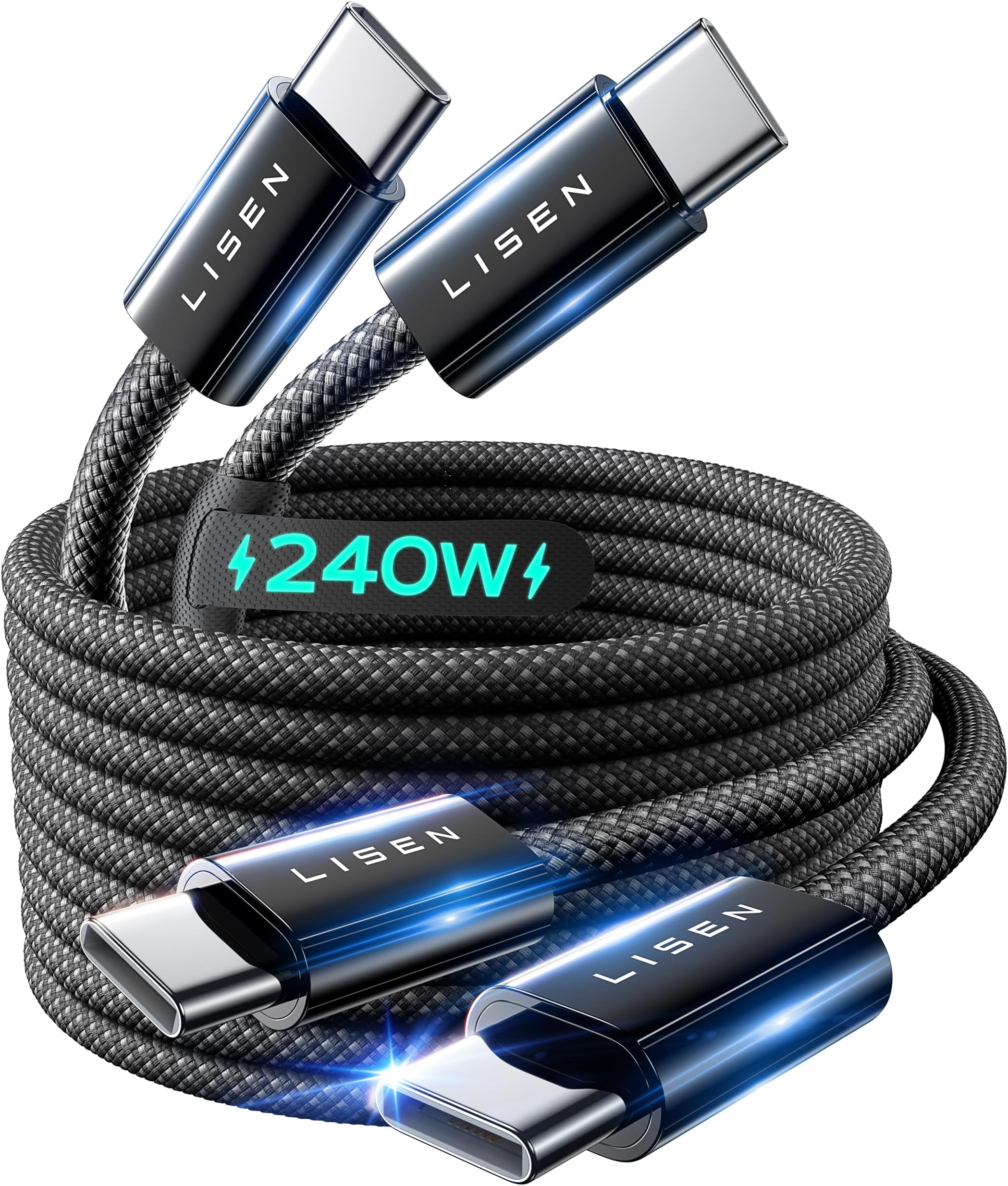 LISEN 240W USB C to USB C Cable [10ft/2Pack], Certified iPhone 15 Charger, USBC to USBC Fast Charging Cable for iPhone 15/Pro/Plus/Pro Max/iPad Pro/Air/MacBook, Type C Cord for Samsung S23