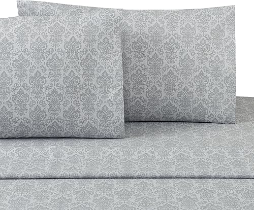 Miniatura 2 de Juego de sábanas de 200 hilos percal 100% algodón tamaño King, suave y transpirable, incluye sábana bajera, sábana encimera y 2 fundas de almohada,