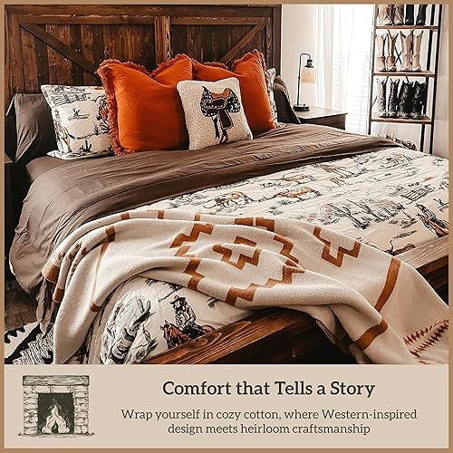 Miniatura 7 de Paseo Road Ranch Life Western Bedding, Juego de edredón de 2 piezas tamaño Twin de algodón, juego de edredón occidental con estampado de caballo de