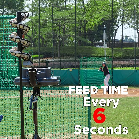 Furlihong 777BH-B 2 in 1 Automatic Baseball Pitching Machine Feeder and Soft Toss Trainer, Stable and Height Adjustable, Extendable Ball Stacker, with Removable Chute