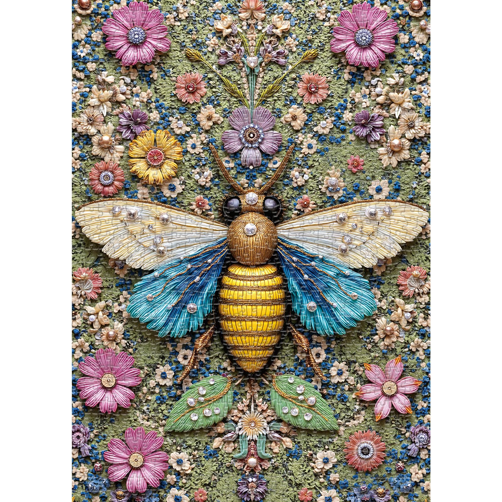 Floral Bee Jigsaw Puzzles 1000 Pieces, Ultra-Difficult Animal Plant Jigsaw Puzzles for Adults 1000 Pieces, Impossible Flower Bee Art Puzzle for Expert Puzzle Lovers, Unique Gift Wall Decor