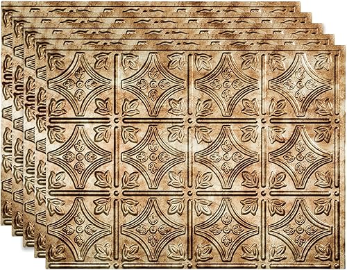 Miniatura 60 de FASÄDE Panel decorativo para salpicaduras de vinilo con estilo tradicional y patrón 1 en ónix cepillado (muestra de 6 x 6 pulgadas)