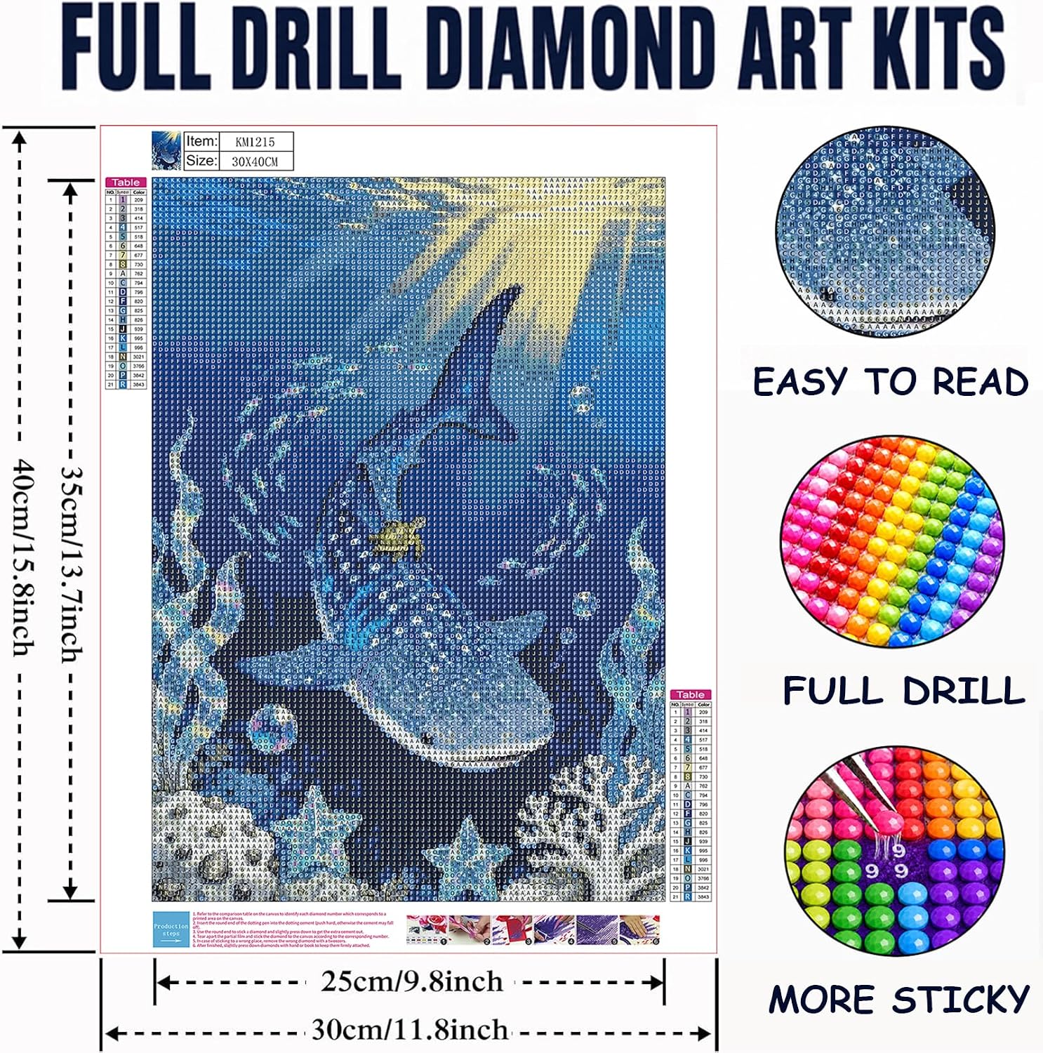 Whale Shark Diamond Art Kits for Adults, Blue Ocean Diamond Painting Kits