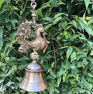 Aakrati Hanging Brass Metal Made Designer Bell with Bird and Chain - Unique Design Metal Craft
