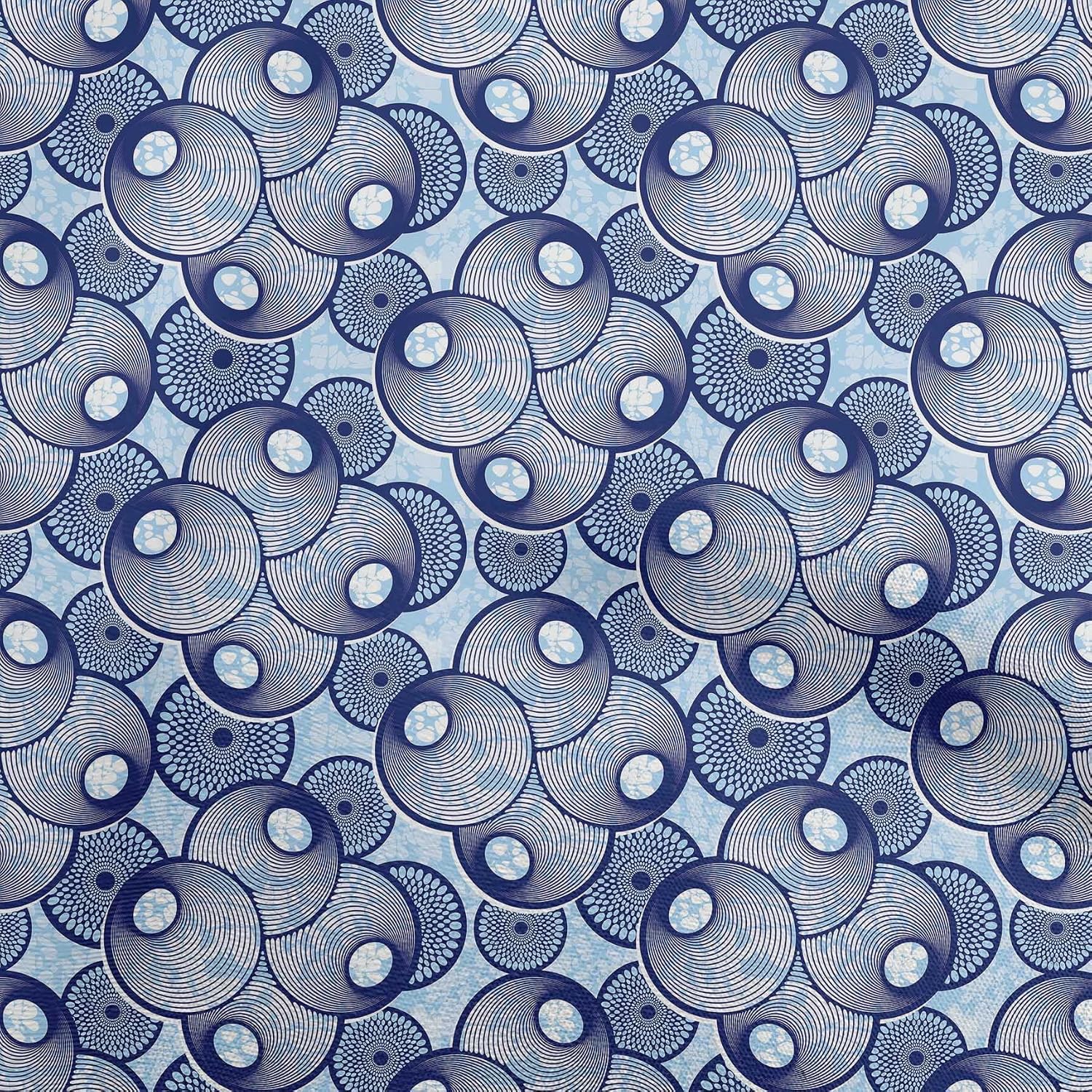 oneOone Silk Tabby Blue Fabric African Fabric for Sewing Printed Craft Fabric By The Yard 42 Inch Wide