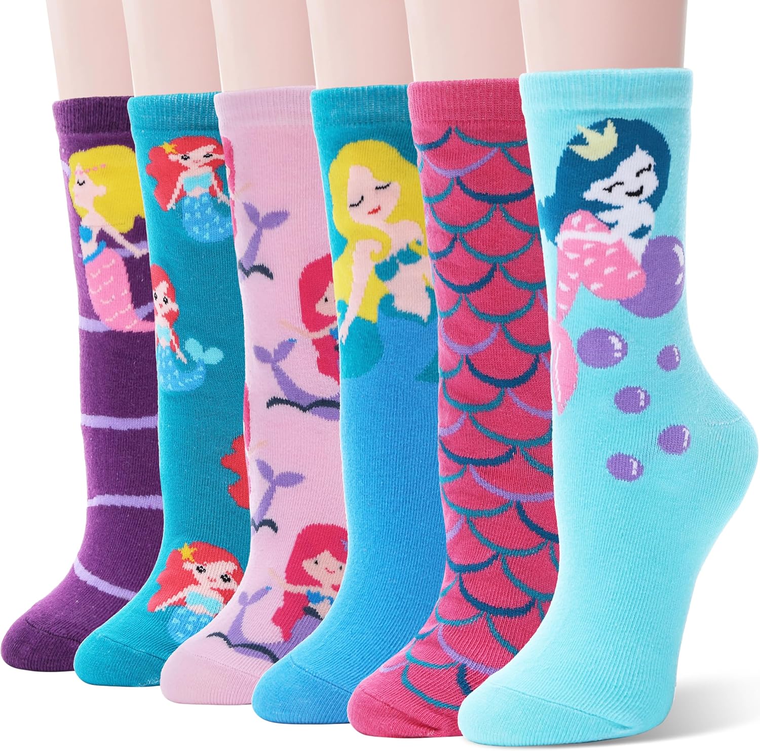 EBMORE Kids Girls Socks Cotton Crew Cute Animal Pattern Fashion Fun Novelty Socks 6 Pack