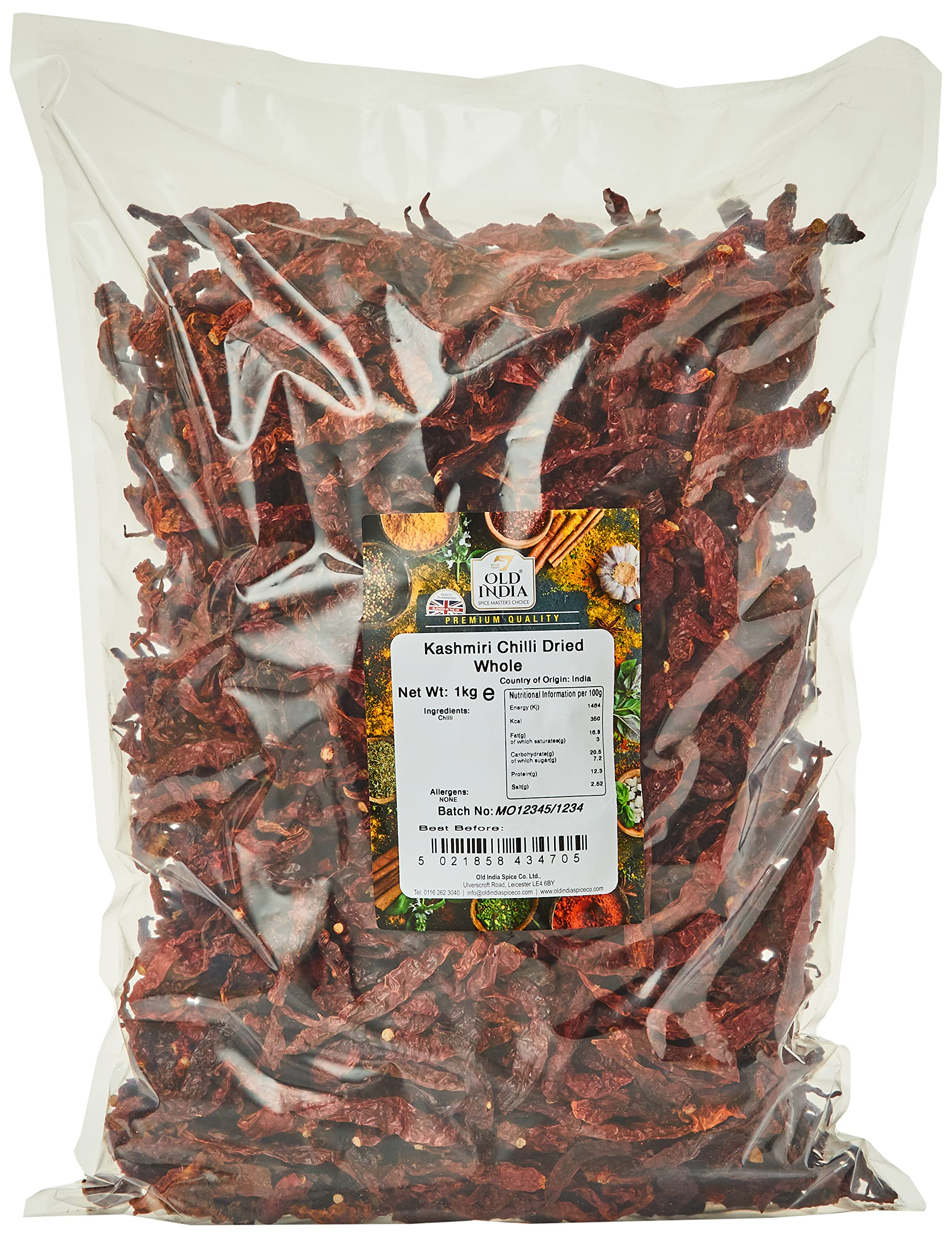 Old India Kashmiri Chilli Dried Whole 1kg