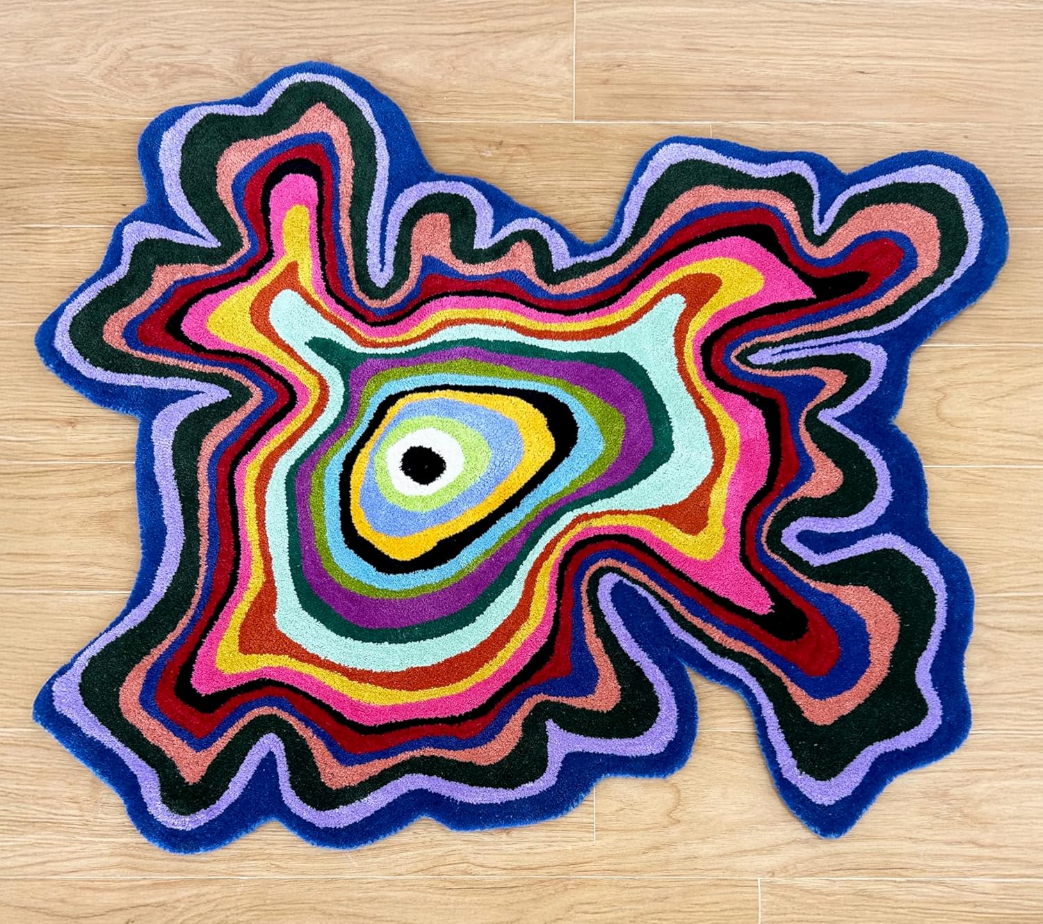 Restoration and Renovation Irregular Shaped Handmade Wool Rug | Modern Colourful Stripe Premium Area Rug Perfect for Home Decor (Multi B, 6x6 ft)