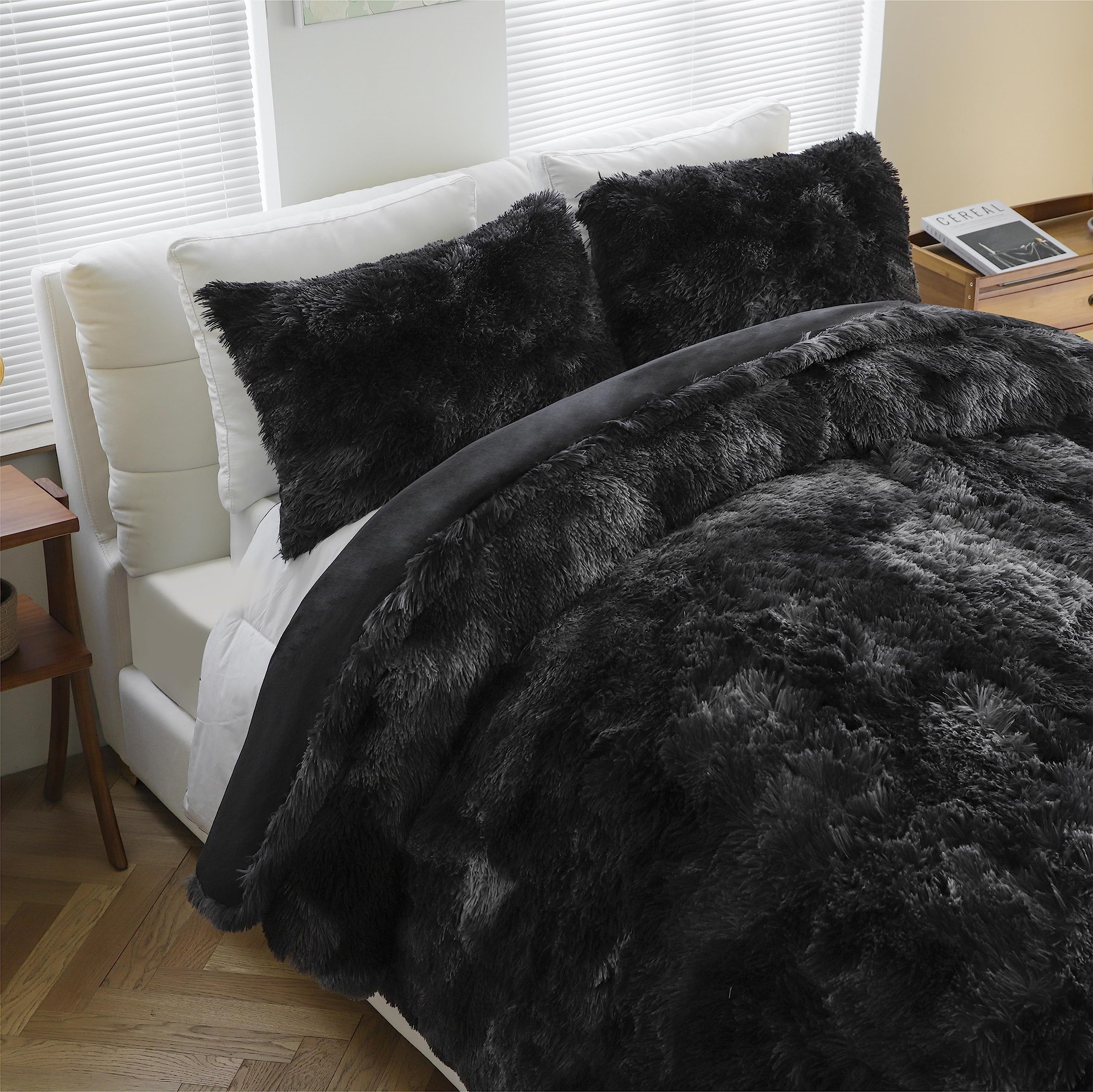 Syalife Plush Fluffy Duvet Cover Set, Luxury Ultra Soft Shaggy Bedding