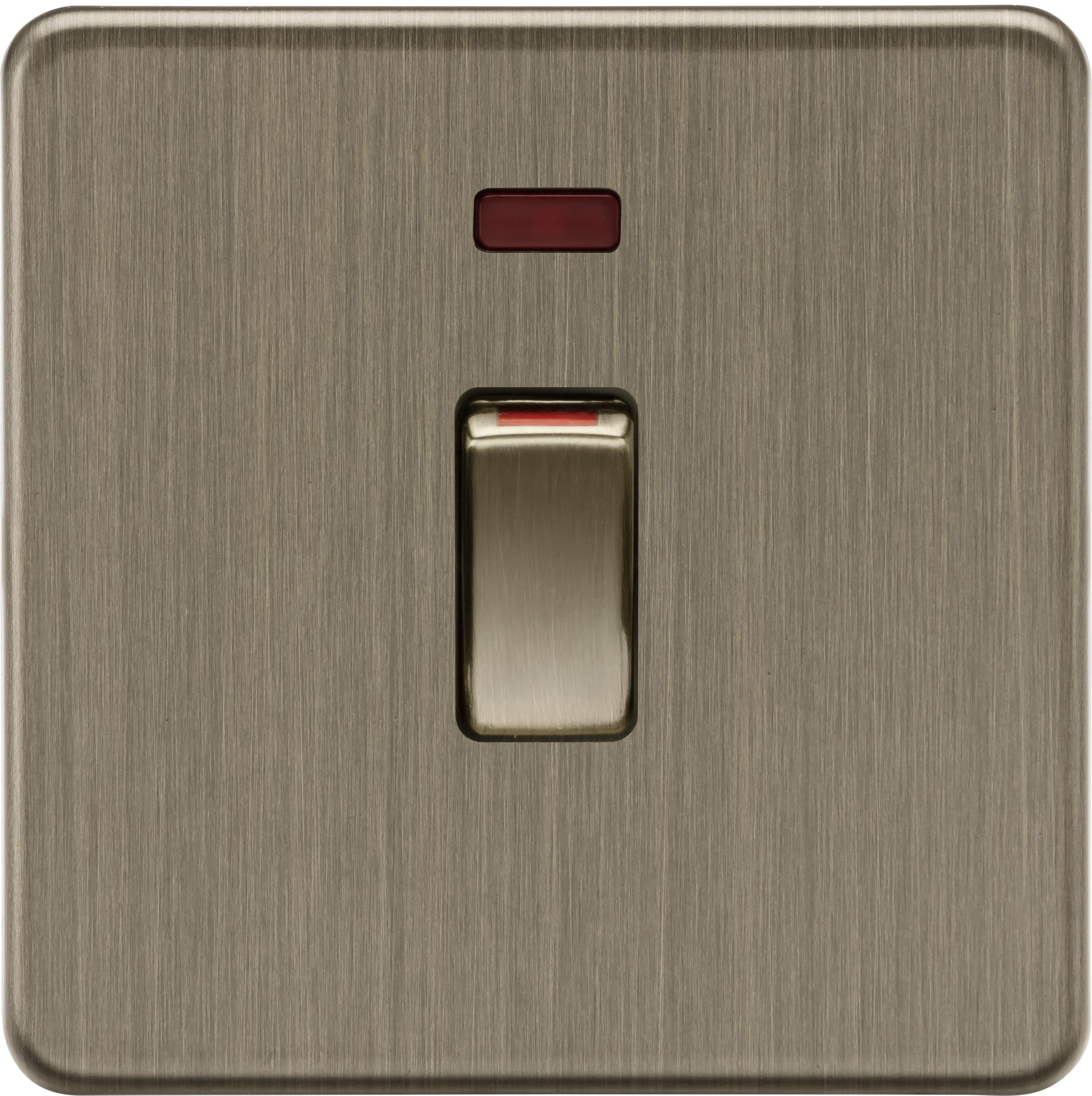 Knightsbridge 45A 1G DP switch with neon - Antique Brass