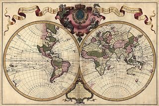 MAGNET Polar View World Map 1695 Vintage Style Old World Map Magnet Vinyl Magnetic Sheet for Lockers, Cars, Signs, refrigerator 5"