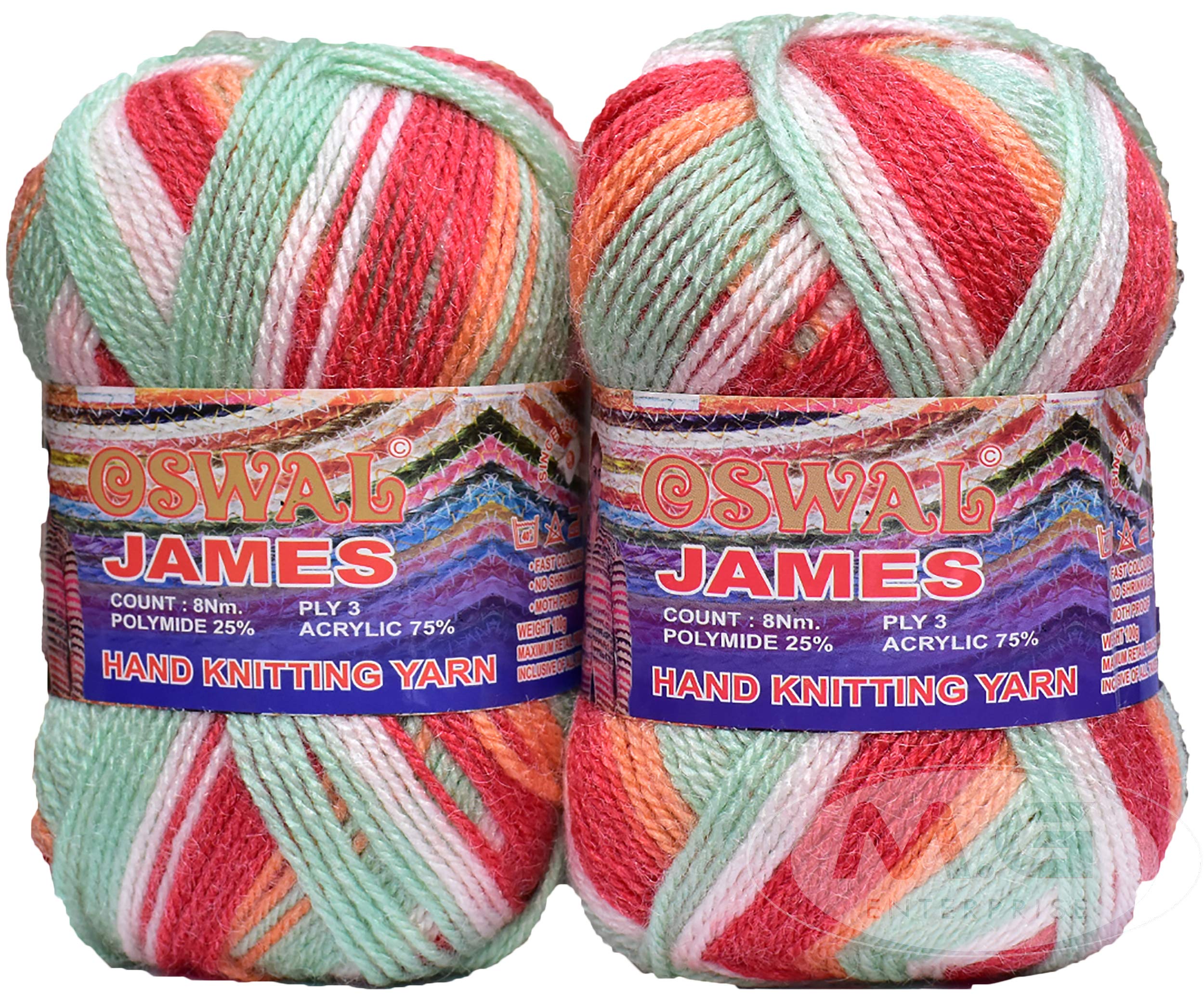 M.G ENTERPRISEOs wal James Knitting Yarn Wool, Apple Mix Ball 200 gm Best Used with Knitting Needles, Crochet Needles Wool Yarn for Knitting. by M.G ENTERPRISE Os wal S