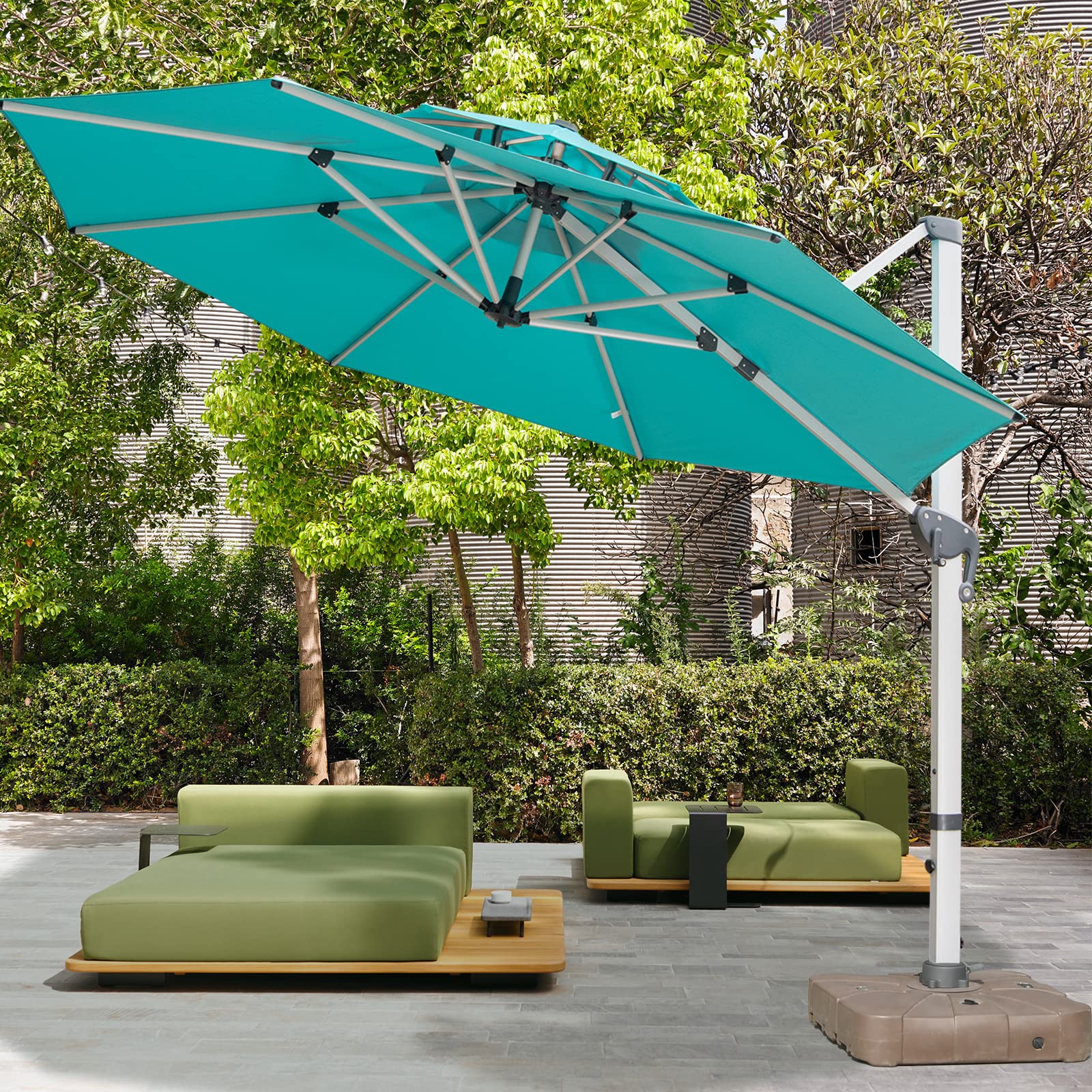 12 FT Cantilever Patio Umbrella with Cross Base and Cover Included ...