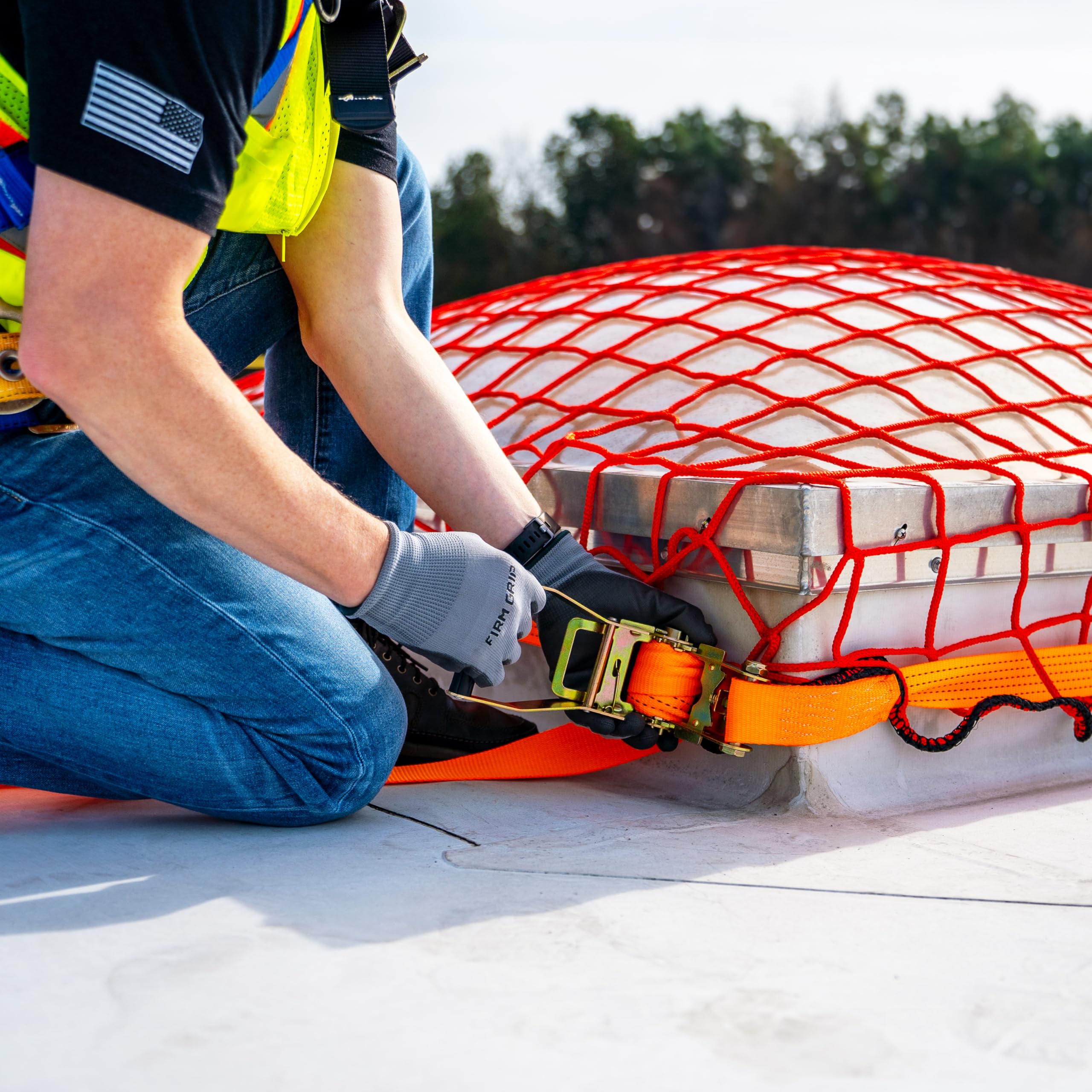 Tie Down 65400 Filet de sécurité pour toit Orange 2,1 m x 2,1 m