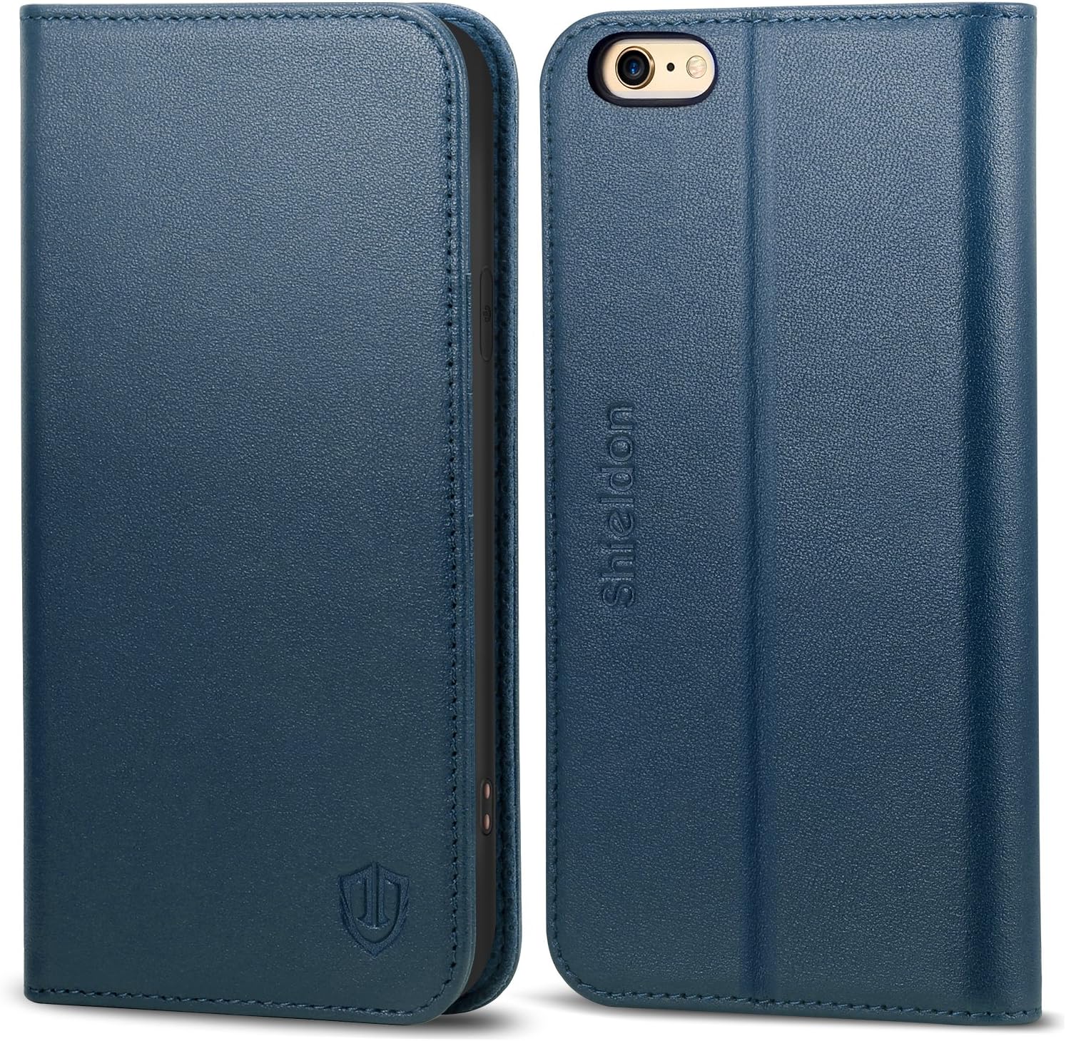 iPhone 6S Case,iPhone 6 Case,SHIELDON Genuine Leather Wallet Case and Flip Book Cover compatible with iPhone 6/6S -Blue