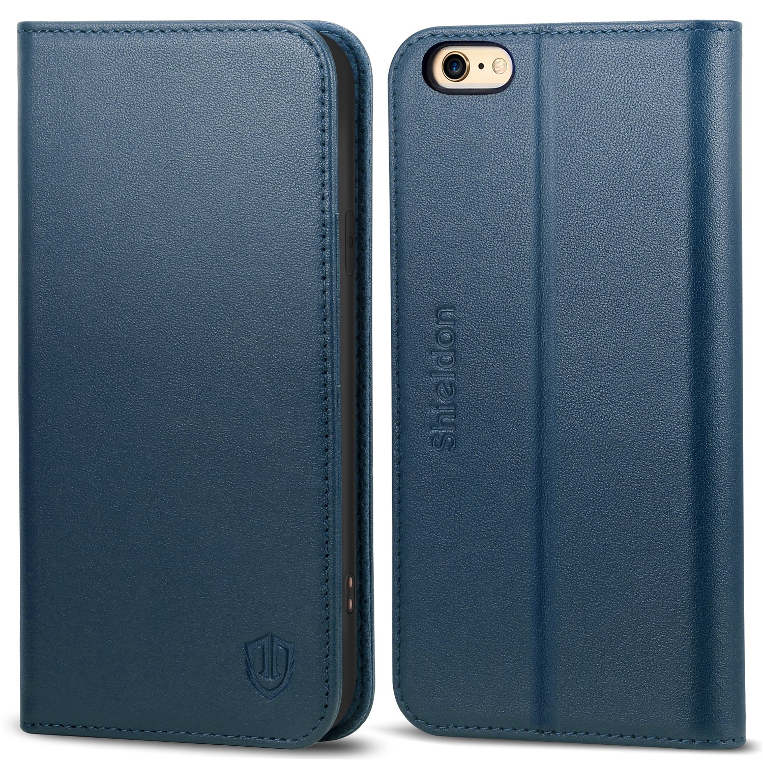 iPhone 6S Case,iPhone 6 Case,SHIELDON Genuine Leather Wallet Case and Flip Book Cover compatible with iPhone 6/6S -Blue