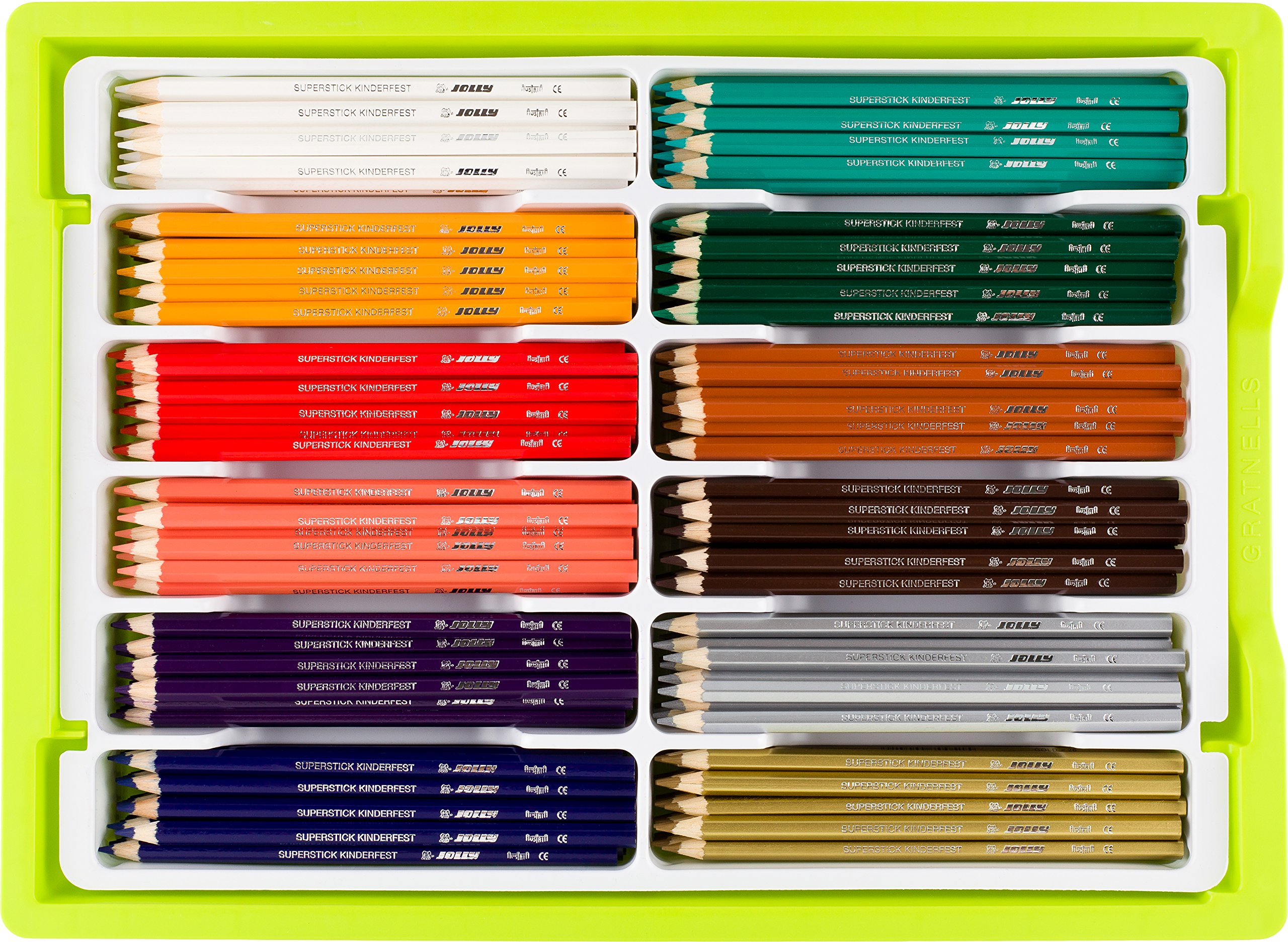 JOLLY Supersticks Aqua Big Box, asili nido Box con 240 matite, 12 colori, colori complementari, colori vivaci, atossico e a prova di bambino, acquerellabile, adatto per i principianti