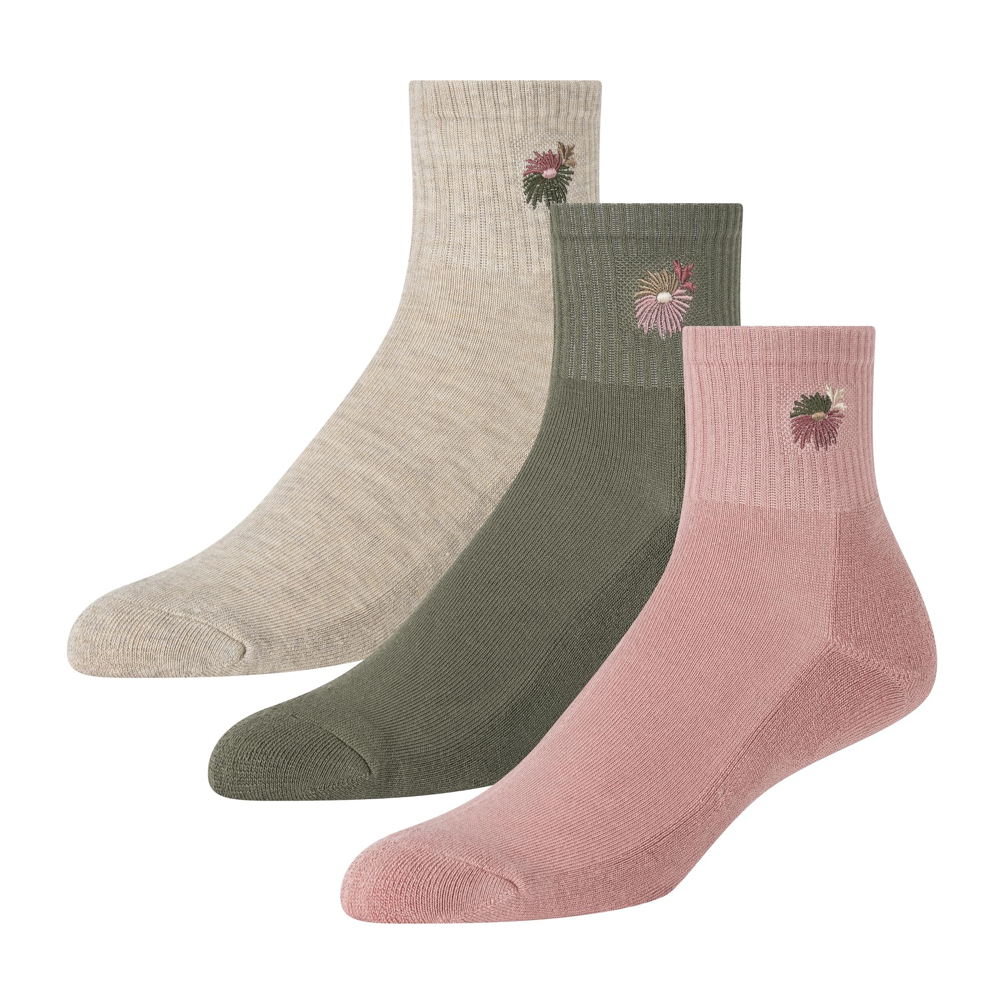 Ted Baker united legwear company, llc Women's 3 Pack High Quarter Crew Socks, Mellow Rose/Lichen/Oatmeal, One size