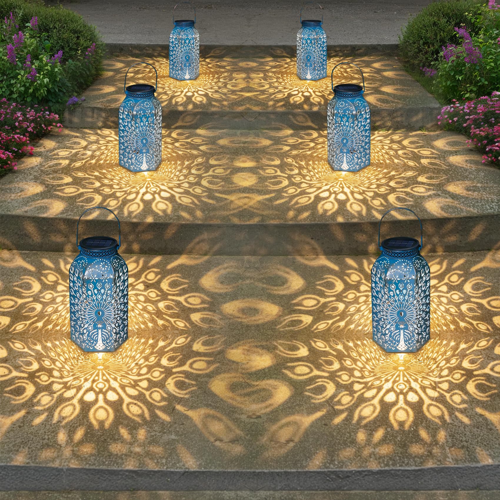Lanterne solari per esterni, impermeabili, a forma di pavone, grandi luci da tavolo a energia solare, ideali come regalo per giardinaggio, arte del cortile, esterni, patio, compleanno, festa della