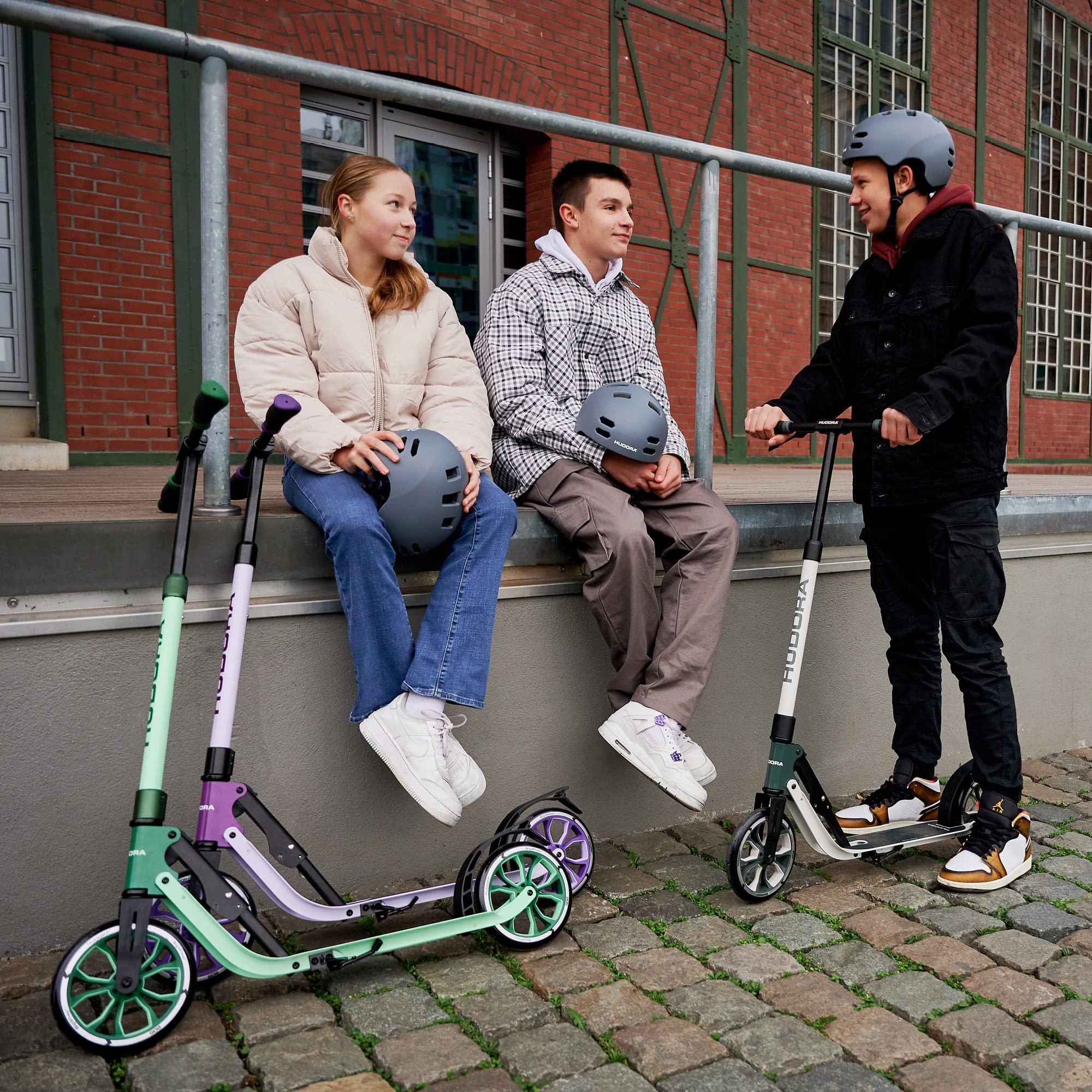 HUDORA BigWheel® 205 Advanced Scooter – wygodna hulajnoga aluminiowa o wadze do 100 kg – regulowana wysokość i składana hulajnoga – dla dzieci/młodzieży i dorosłych