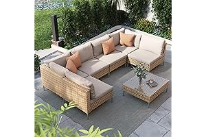 Sophisticated Comfy Boho Chic 7-Piece Wicker Patio Furniture Set for Outdoor Comfort