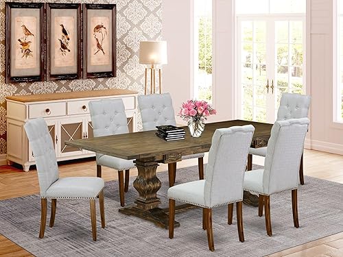 Miniatura 2 de East West Furniture ALAEL7-78-05 - Juego de comedor de 7 piezas compuesto por una mesa de comedor rectangular con hojas de mariposa y 6 sillas