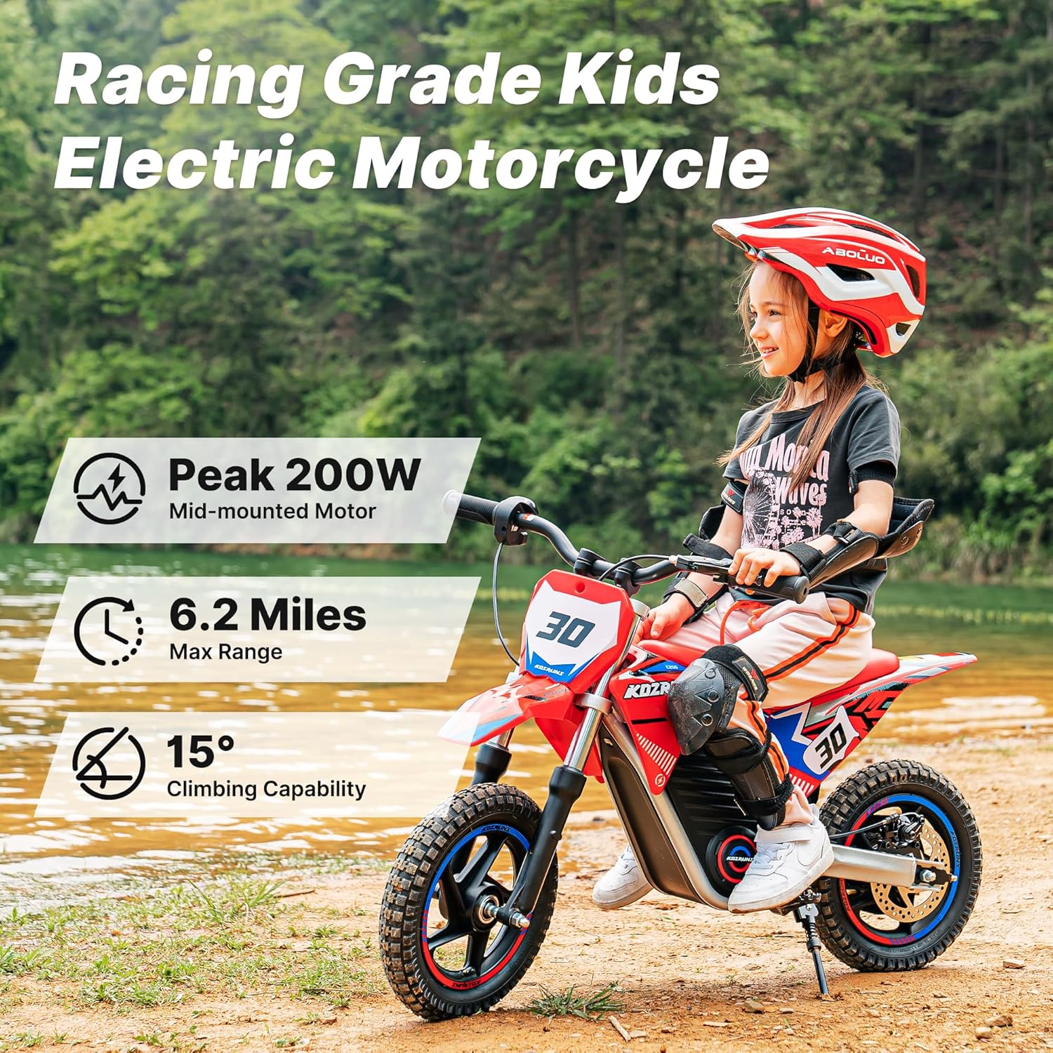 OLALA Electric Dirt Bike for Kids 3-5, 12" Electric Motorcycle with 200W Motor, 2-Speed Safety Mode, Beginner Dirt Bike with Disc Brake, Outdoor Ride On Toy Gift, Red