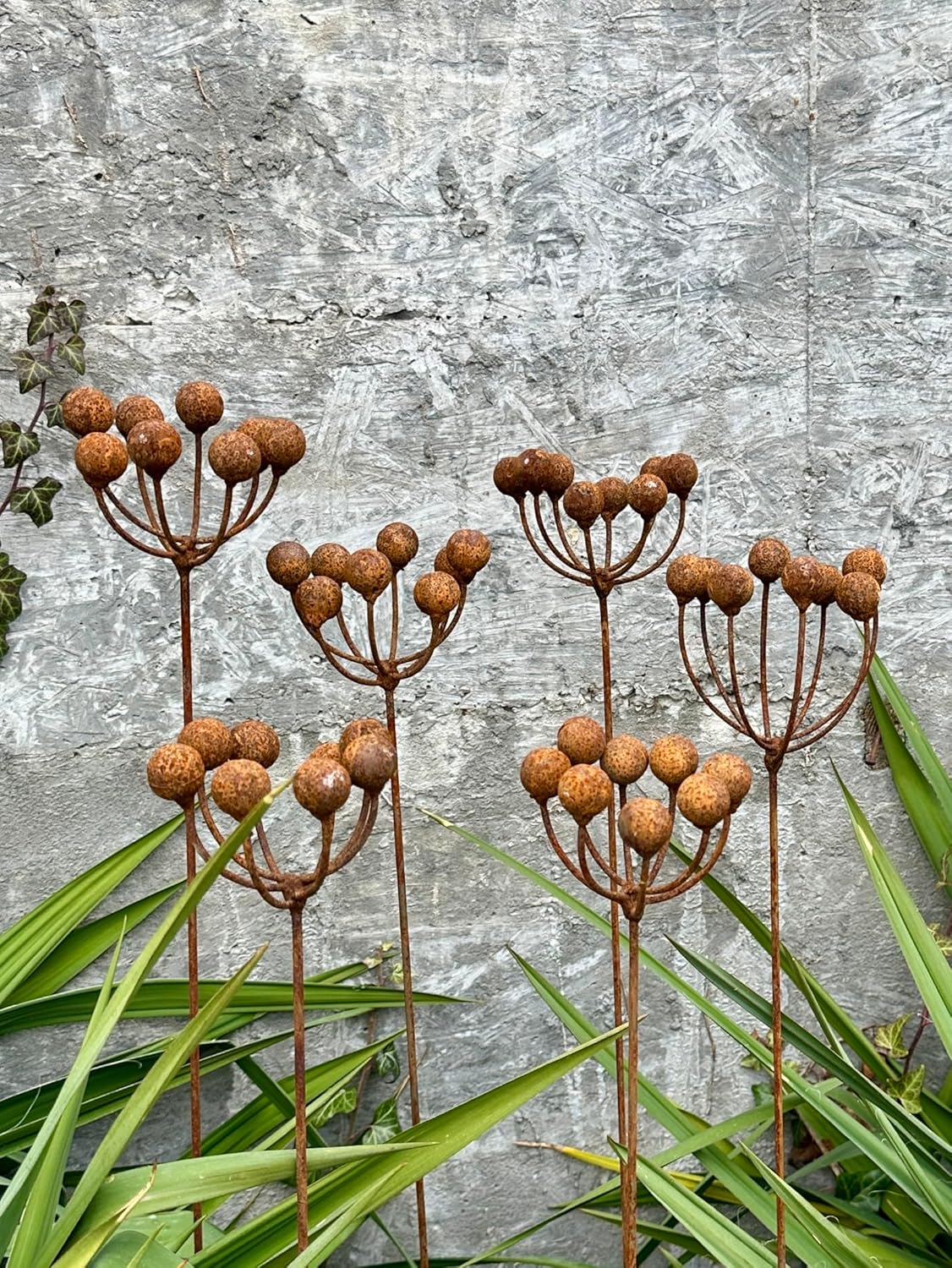 Set of 6 Rustic Metal Exotic Flowers, Handmade Garden Decor, Unique Landscaping Art, Outdoor Yard Art, Rustic Metal Flower Gift