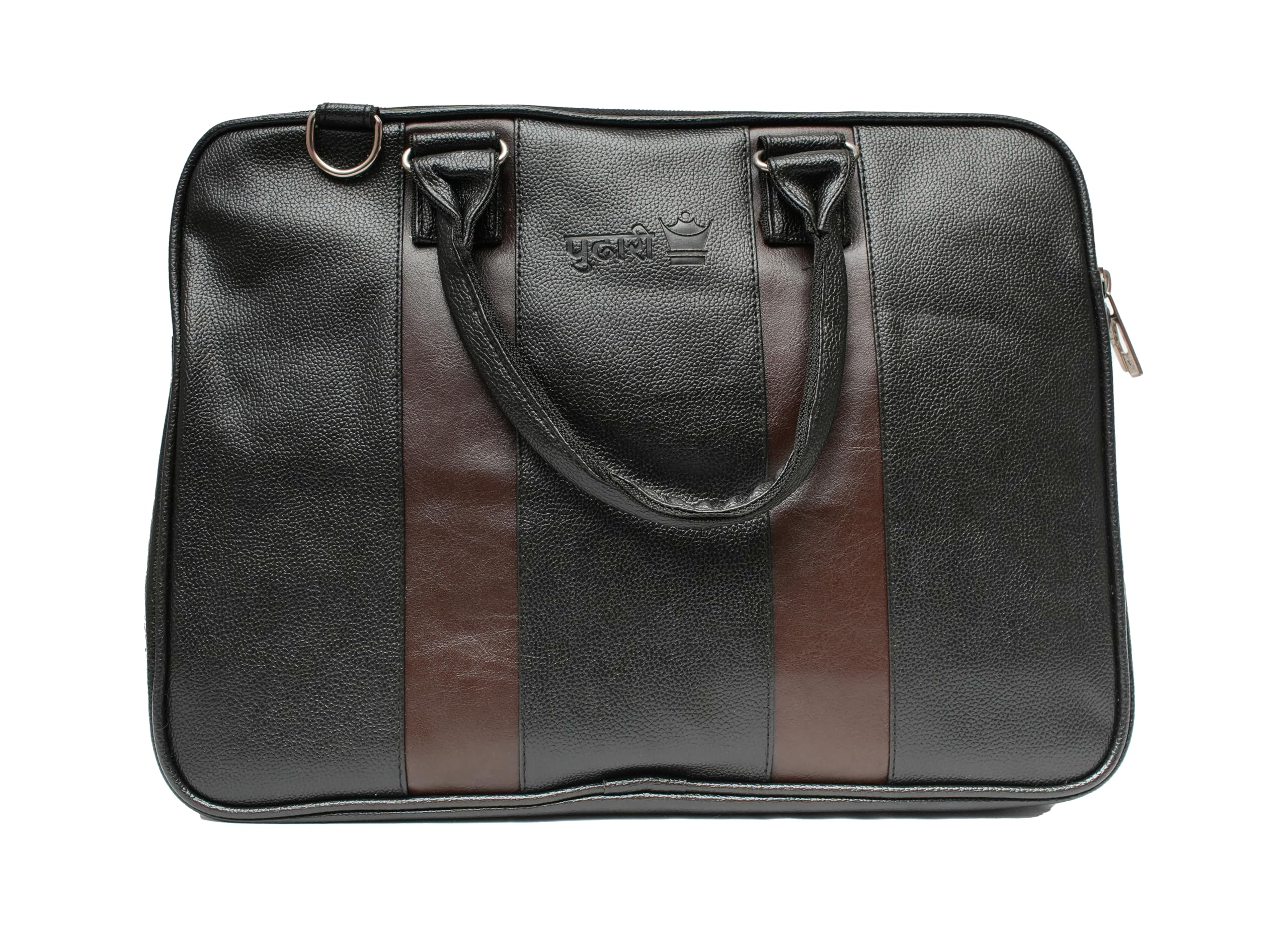 Genuine Leather With Premium Stripe Office And Laptop Adjustable Strap Bag For Men Business Bag For Men (15.6 Inch) (Black) (B0DF7S21W1) Amazon Price History, Amazon Price Tracker