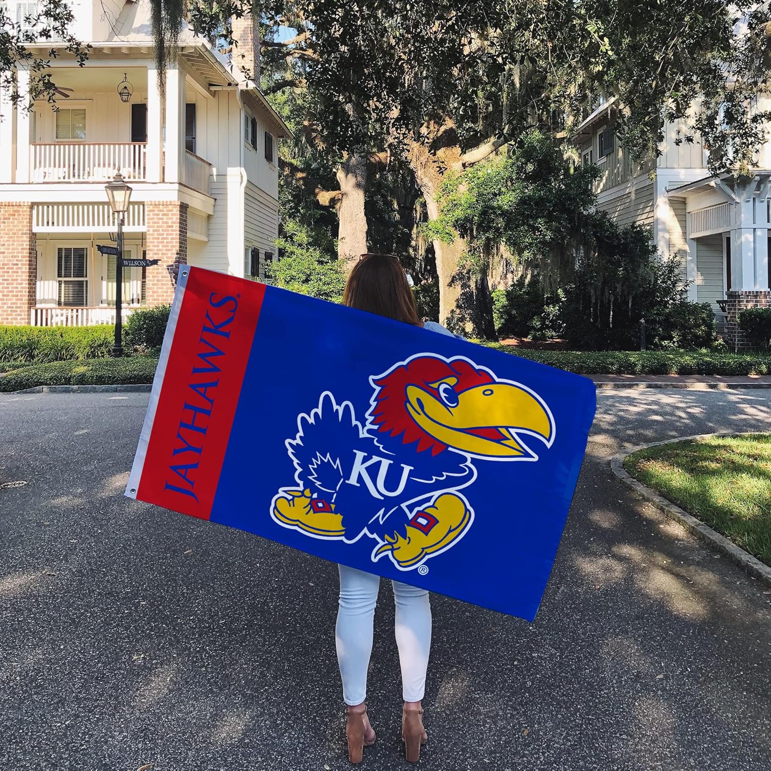 Desert Cactus The University of Kansas Flag Jayhawks KU Banners 100% Polyester Indoor Outdoor 3x5 feet Flags (Team Name) - Image 6
