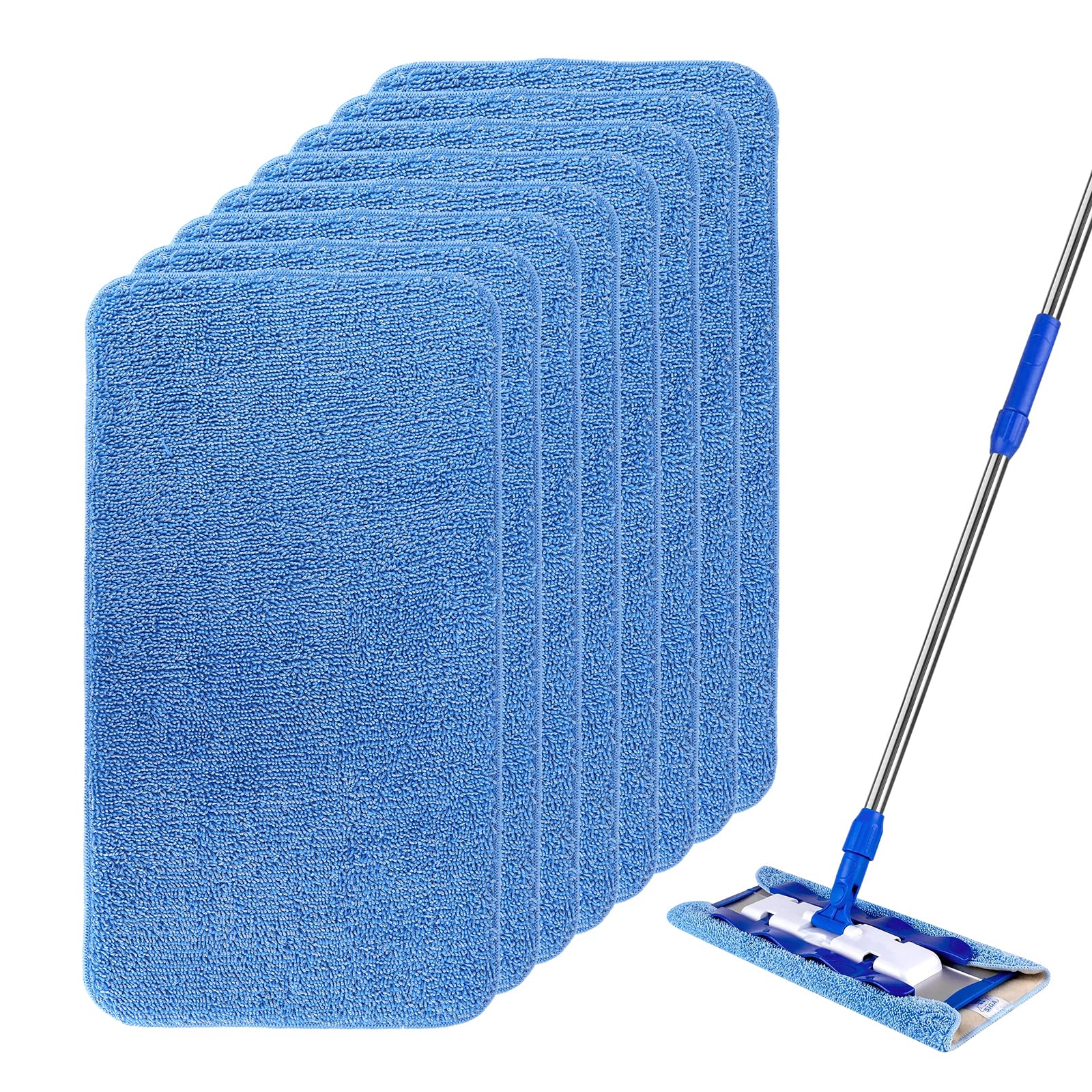 Lot de 8 serpillères en microfibre MR-SIGA - Recharges de nettoyage durables - Utilisation double face - Réutilisables et lavables